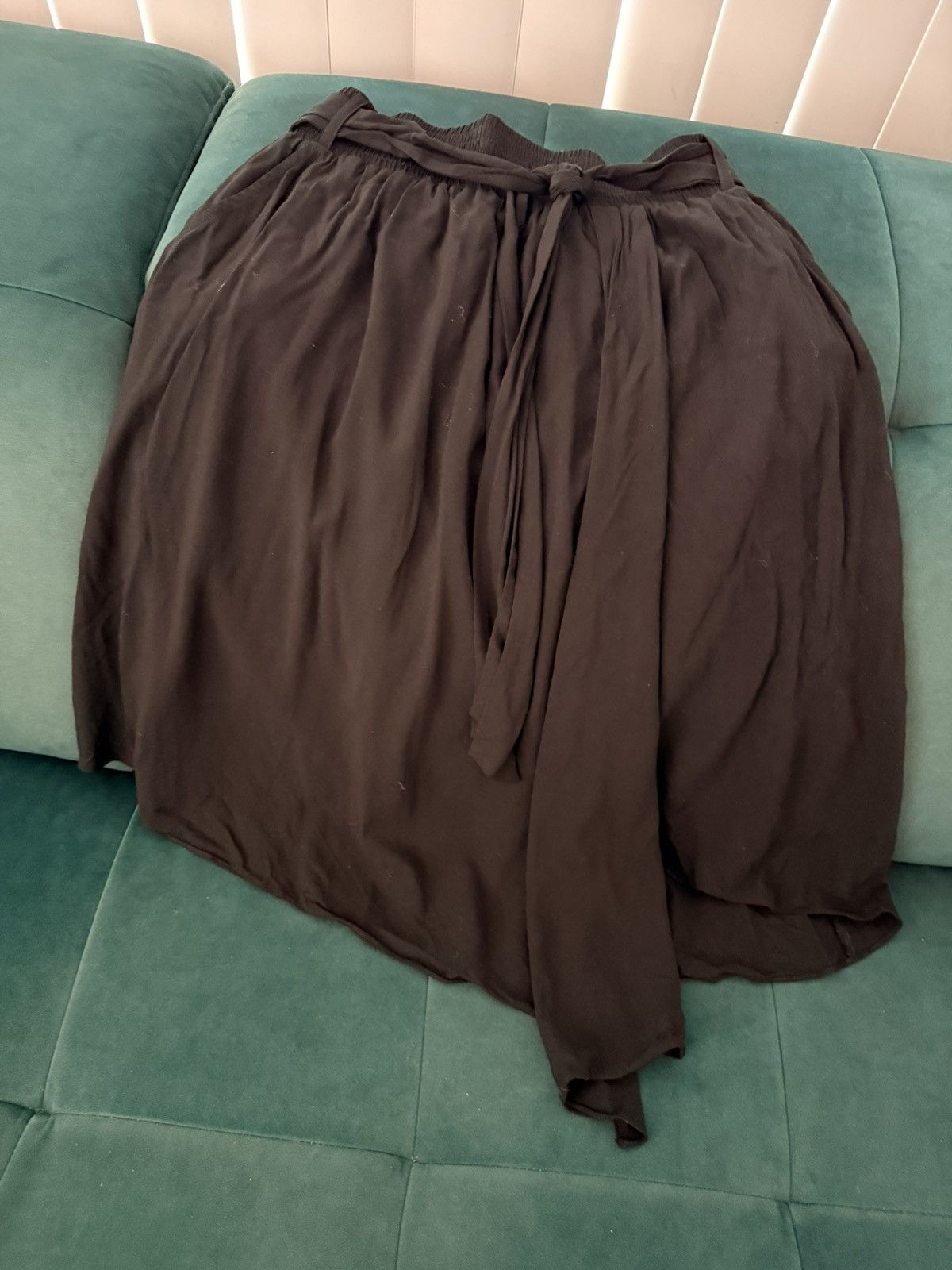 KOBI HALPERIN Kobi Halperin Black Viscose Midi Skirt Asymmetric Belted M Size 32" / US 10 / IT 46 - 8 Thumbnail