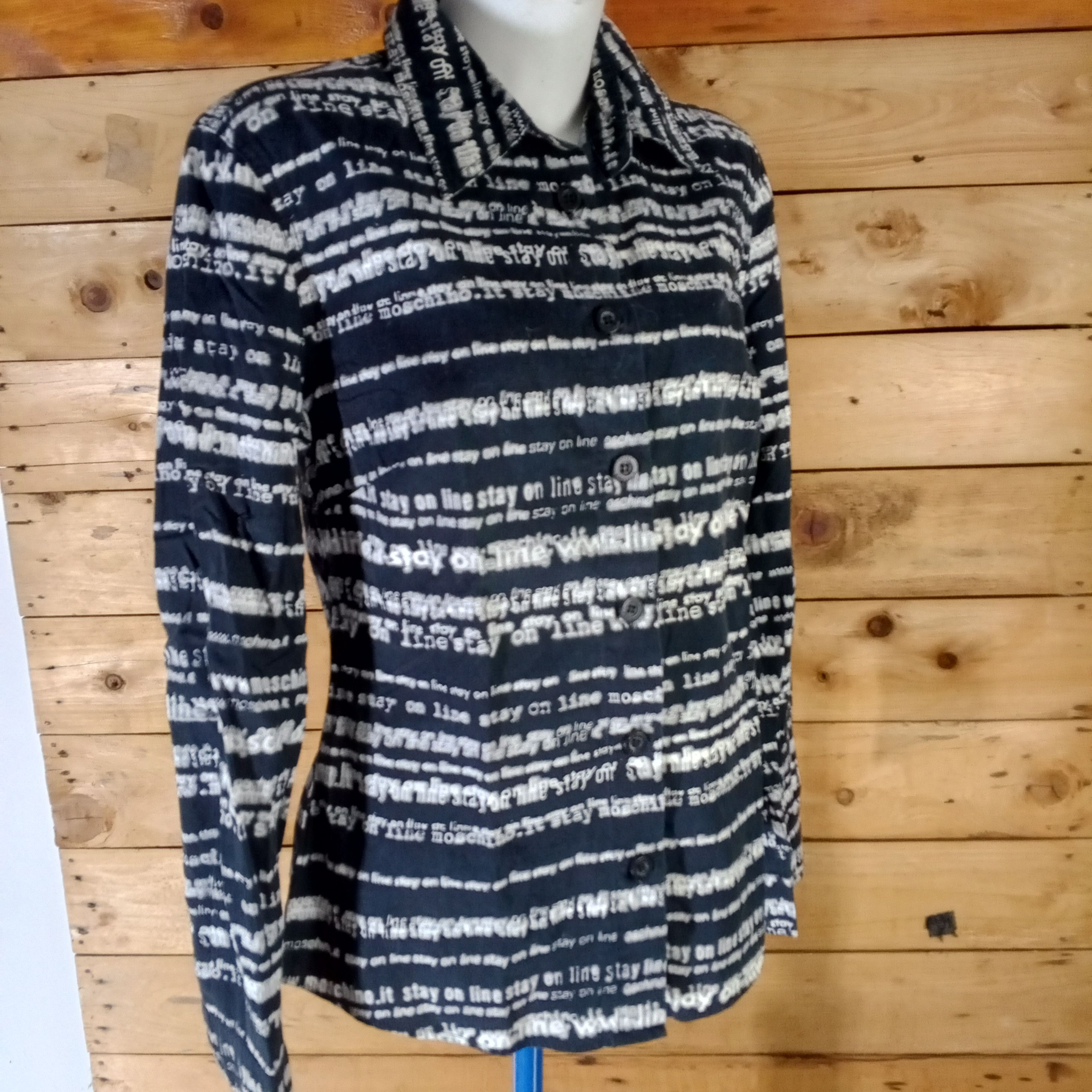 Moschino × Vintage Rare Moschino Stay Online Button Shirt Size L / US 10 / IT 46 - 3 Thumbnail