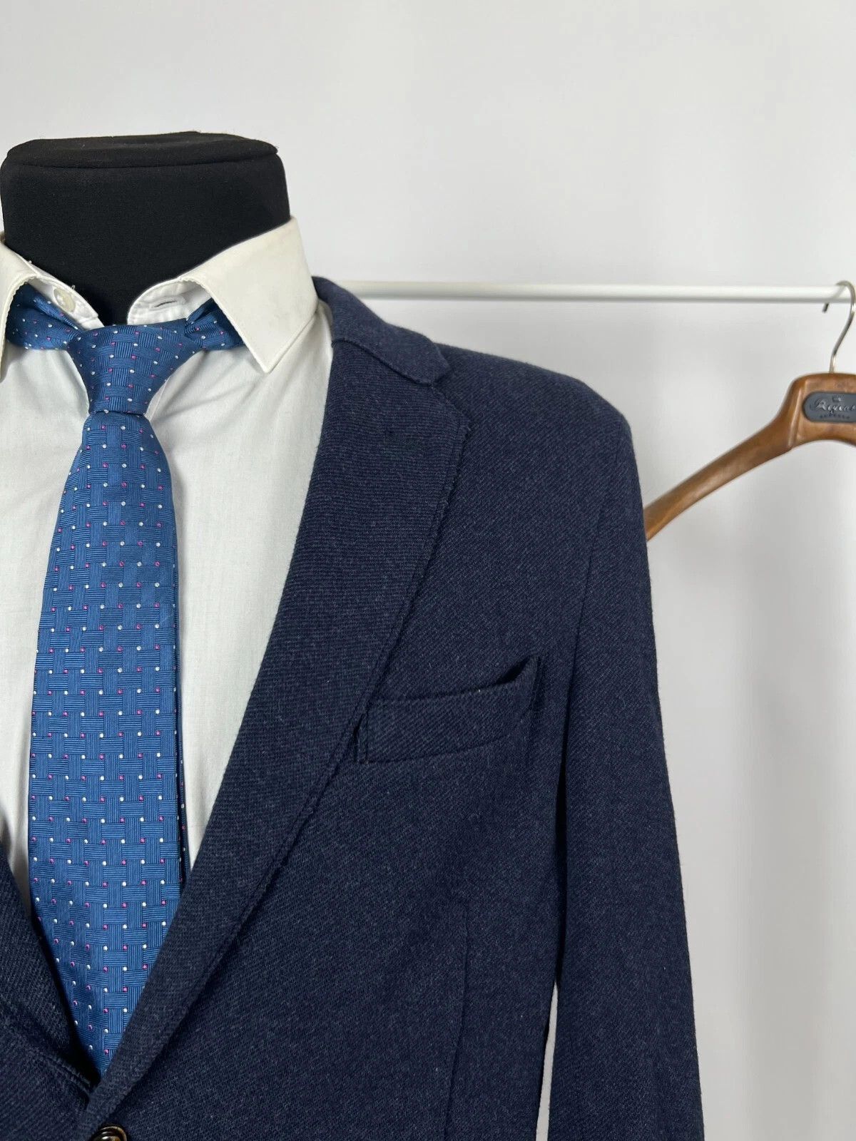 Massimo Dutti Massimo Dutti Navy Blue Unlined Soft Cotton Blazer Jacket Size 40R - 2 Thumbnail
