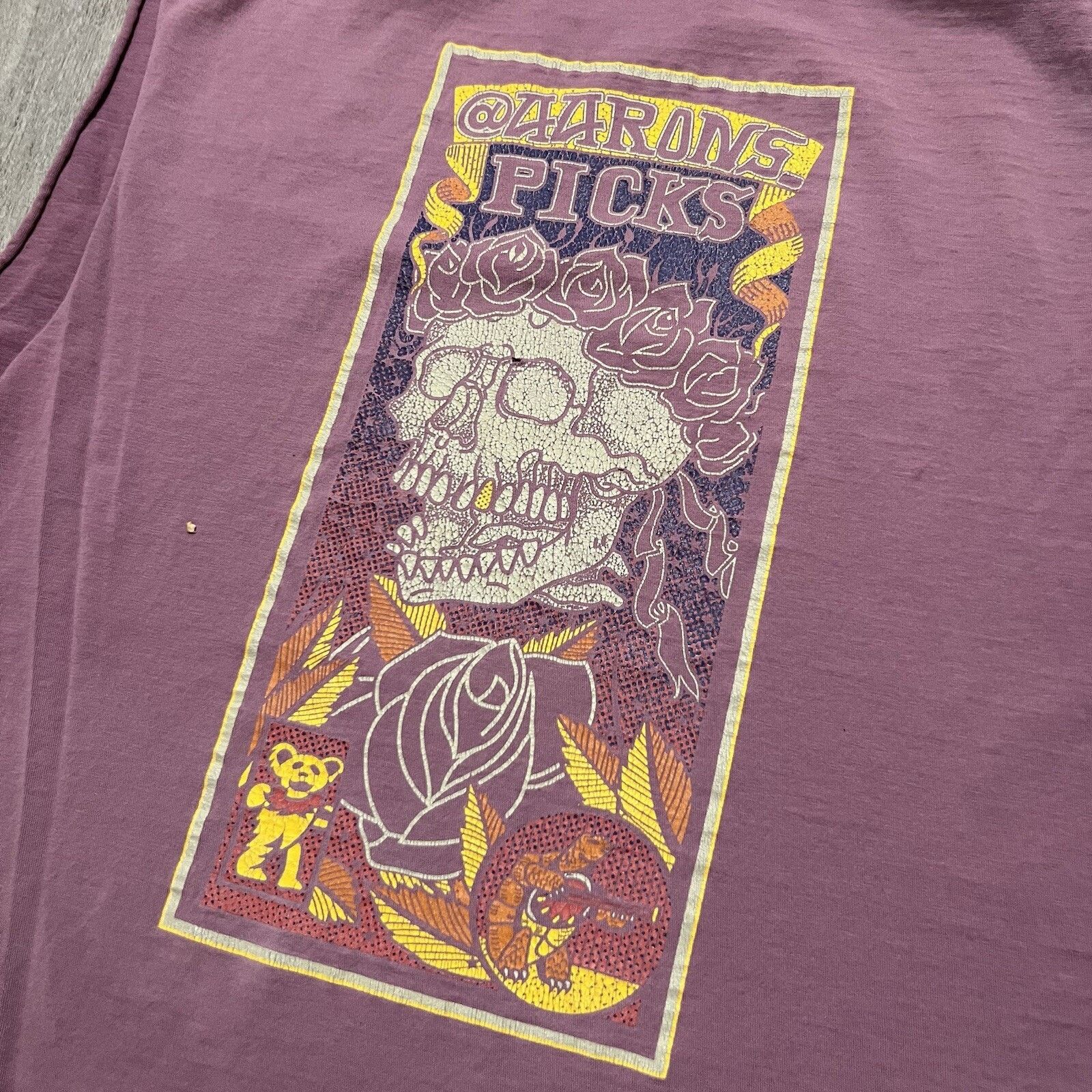 Comfort Colors Aarons Picks Grateful Dead Dancing Bear Cut Off Skull Shirt Size US L / EU 52-54 / 3 - 4 Thumbnail