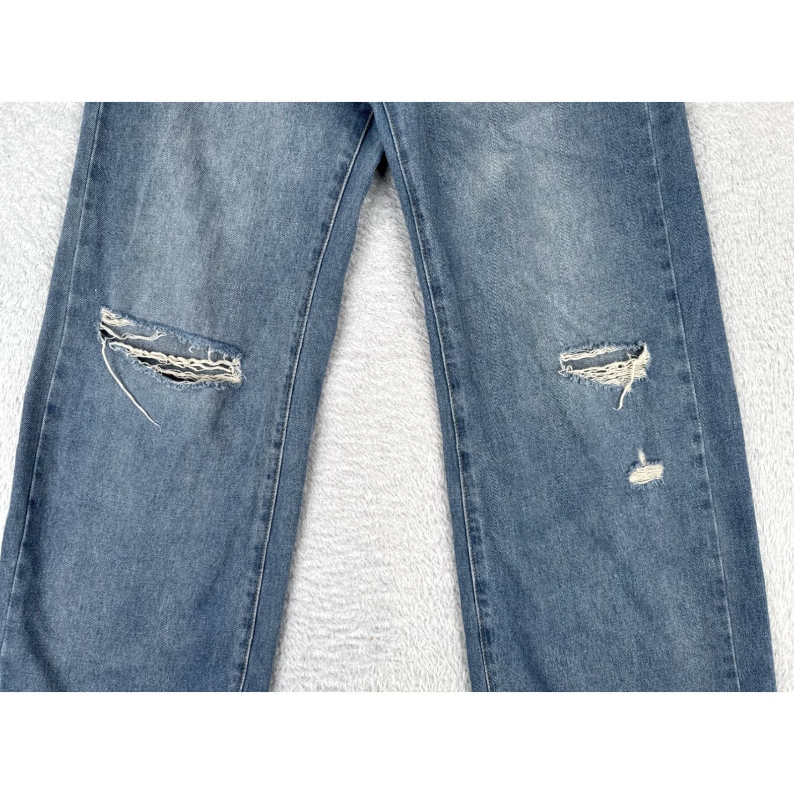 Shein SheIn Jeans Women 28 Blue Denim Wide-Leg Mid Rise Distressed 30x30 Vintage: No Womens Jeans Regular Size 28 Blue Distressed Wide-Leg 30in Inseam Size 28" / US 6 / IT 42 - 3 Thumbnail
