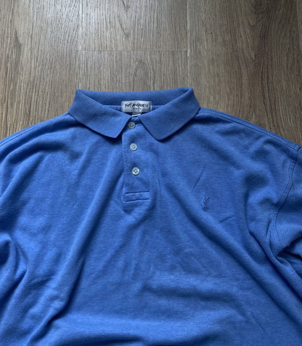 Yves Saint Laurent Rare YSL Paris pour home 90’s Long Sleeve Polo light blue Size US XL / EU 56 / 4 - 2 Thumbnail