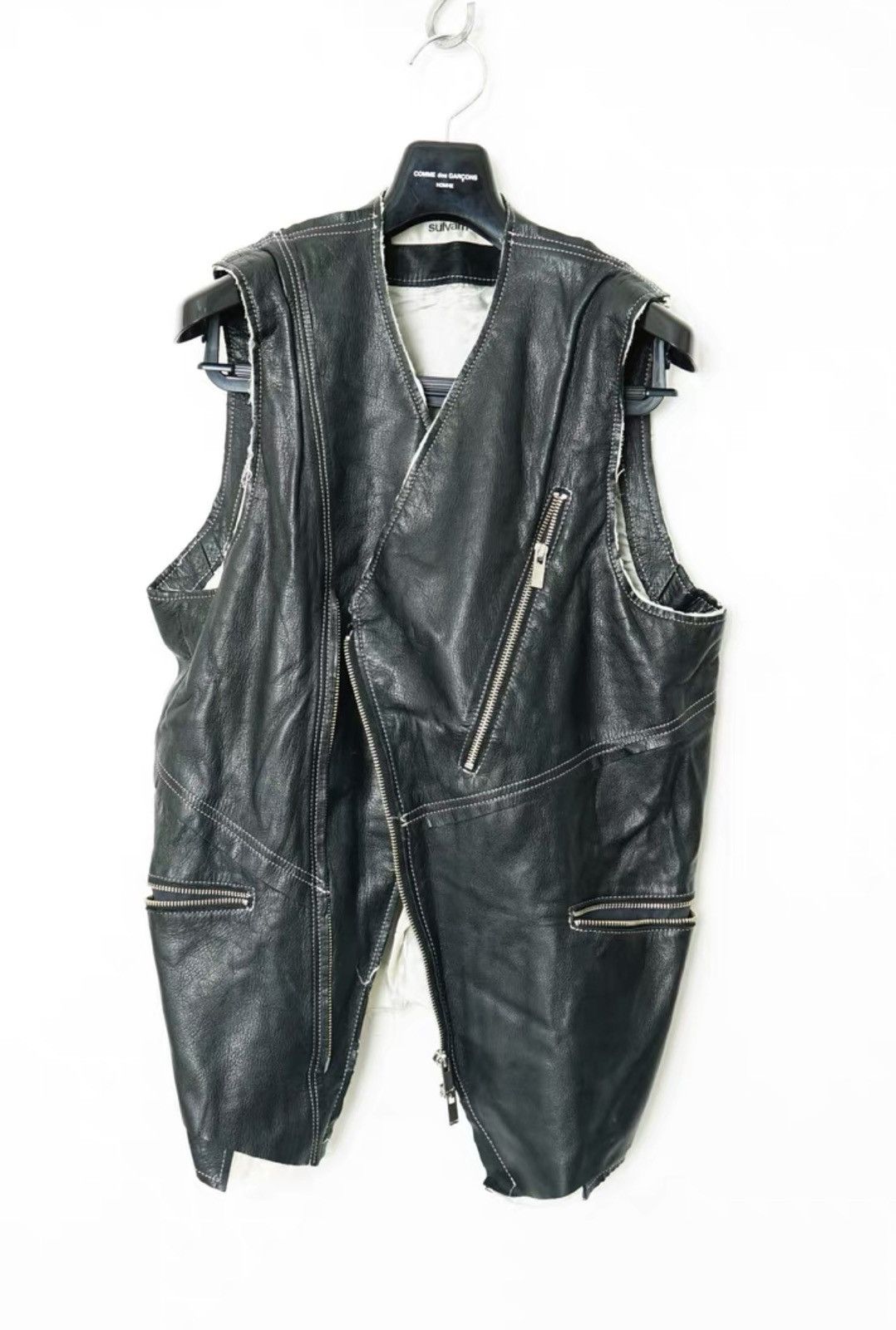 Sulvam Sulvam Distressed Double-Layer Sheepskin Vest Jacket Size US M / EU 48-50 / 2 - 1 Thumbnail