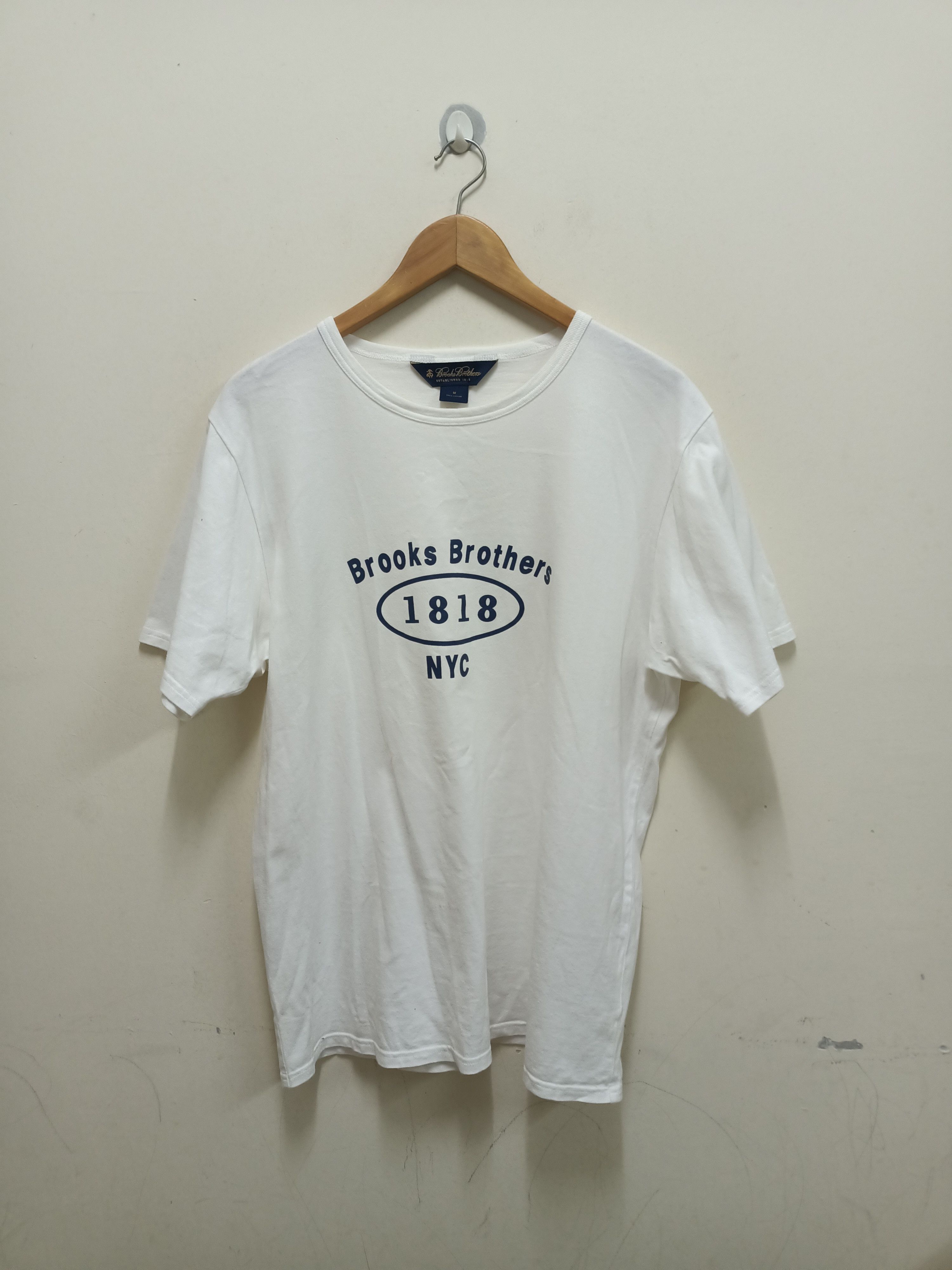 image of Brooks Brothers 1818 Nyc T-Shirt in White, Men's (Size Medium)