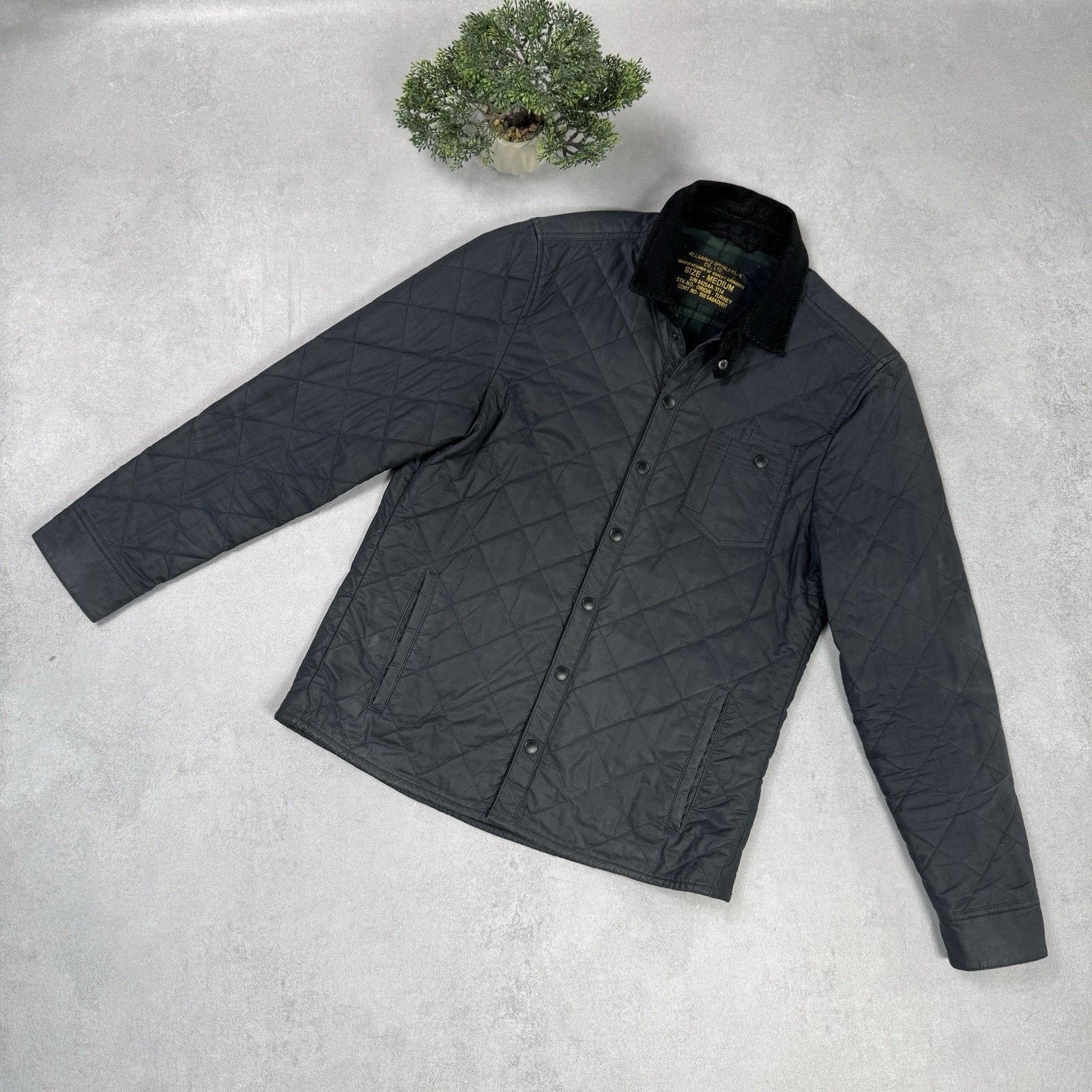 Allsaints Allsaints Spitalfields Waxed Quilted Jacket Blue Size M Size US M / EU 48-50 / 2 - 1 Thumbnail