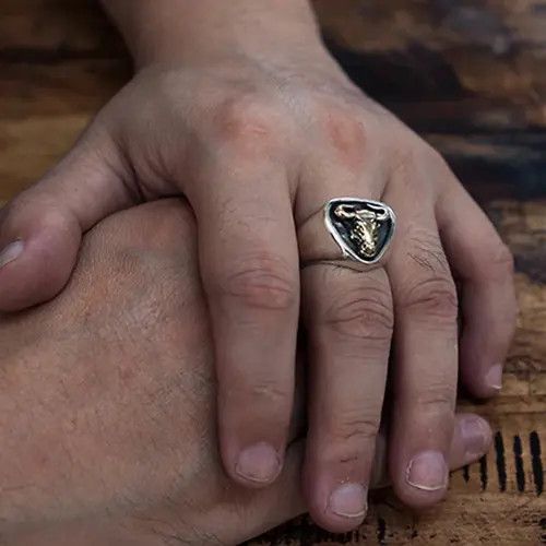 Vintage Retro Personality Bull Pattern Ring Open Size Size ONE SIZE - 2 Thumbnail