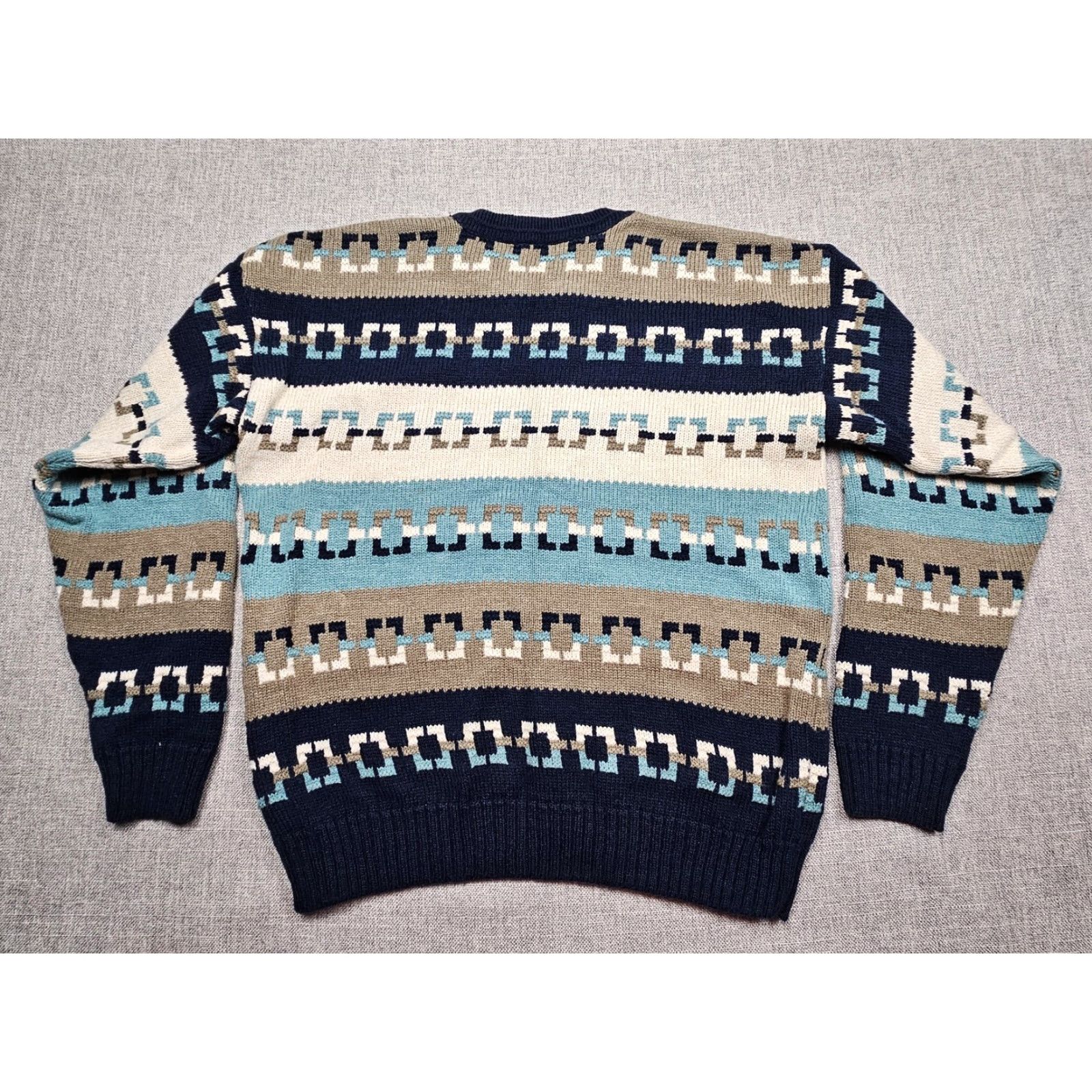 Jantzen Vintage Jantzen Sweater Mens XL Blue Tan Geometric Knit Pullover Pattern 90s Size US XL / EU 56 / 4 - 2 Thumbnail