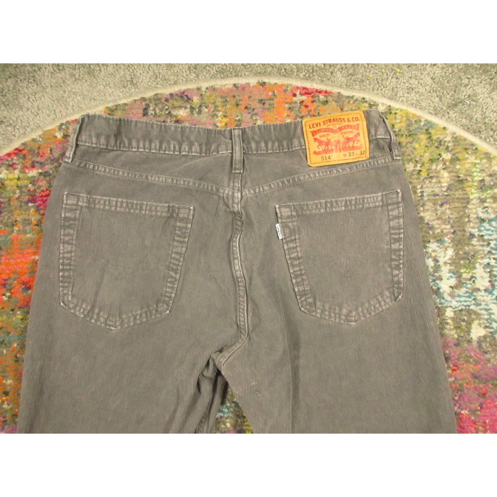 Levi's Levi's Jeans Corduroy 33x32 Gray 514 Straight Regular Mens Size US 33 - 4 Thumbnail