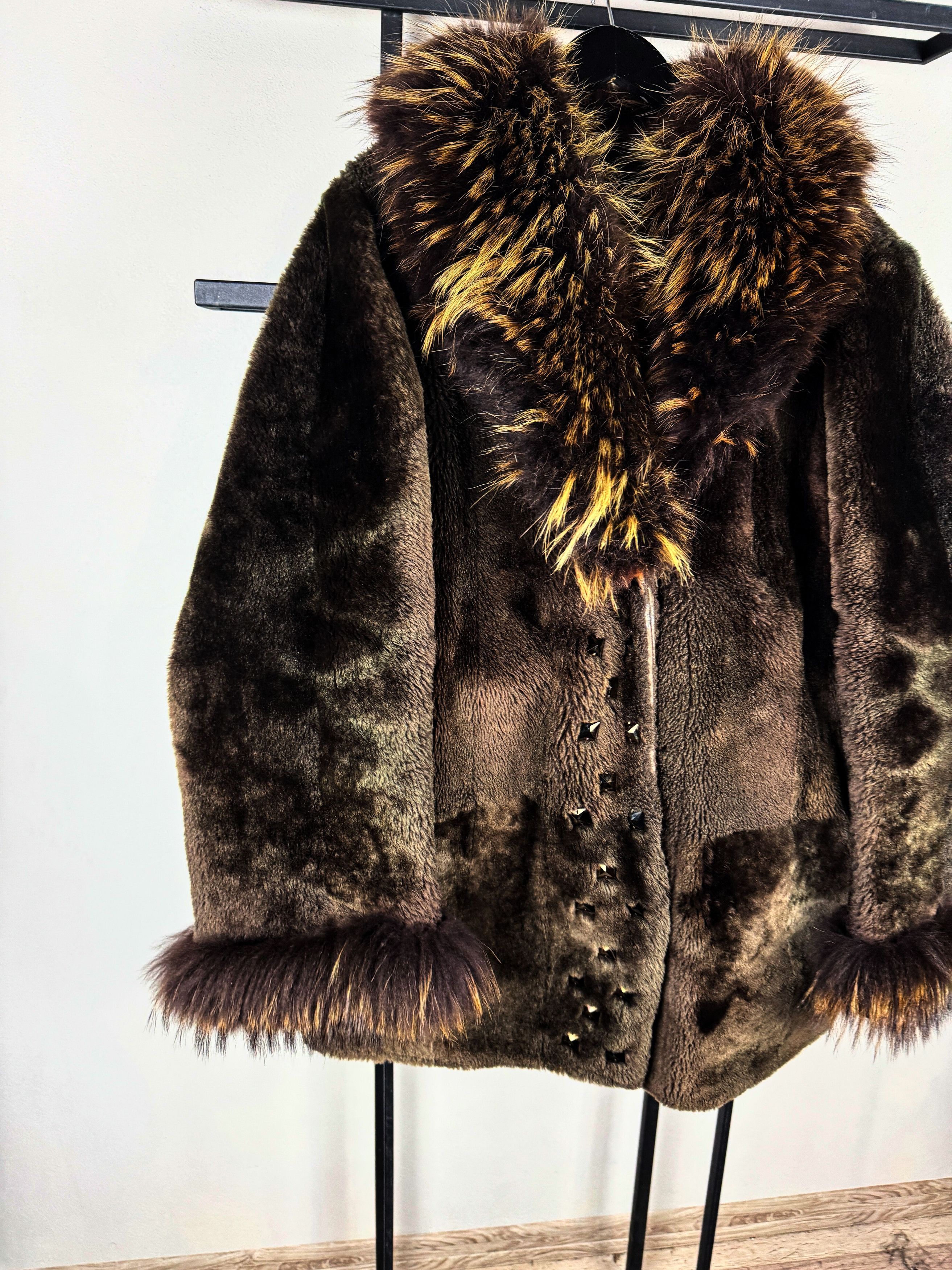 Yohji Yamamoto Luxury Fur Coat Dark Brown Statement Glam Vintage Y2K Core Size US L / EU 52-54 / 3 - 2 Thumbnail