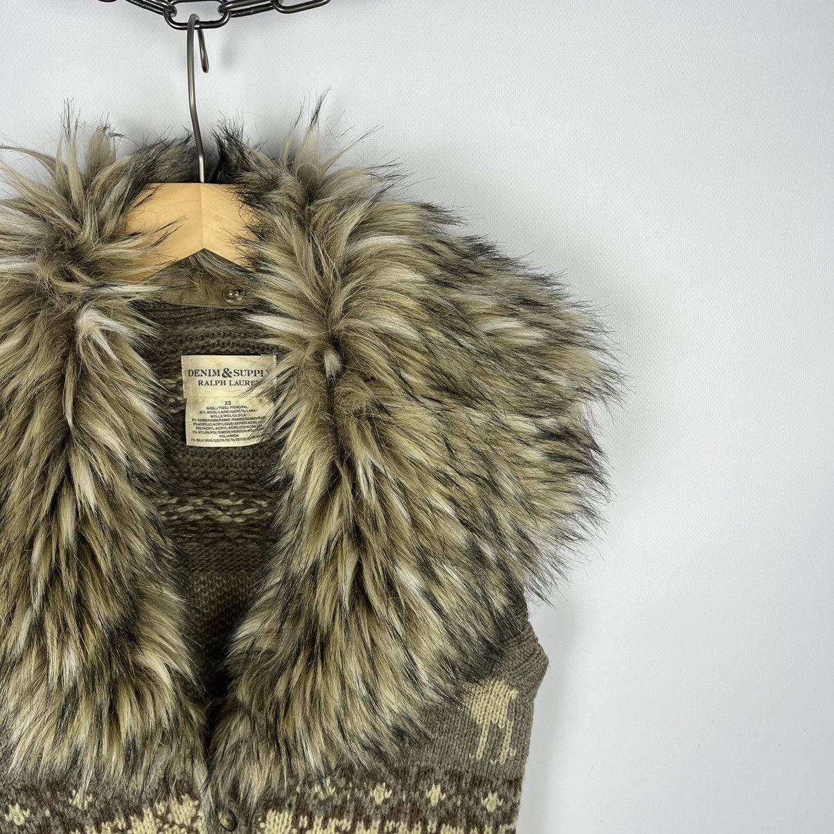 Denim & Supply Ralph Lauren Denim Supply Ralph Lauren Fair Isle Winter Vest Faux Fur Y2K Size XS / US 0-2 / IT 36-38 - 4 Thumbnail
