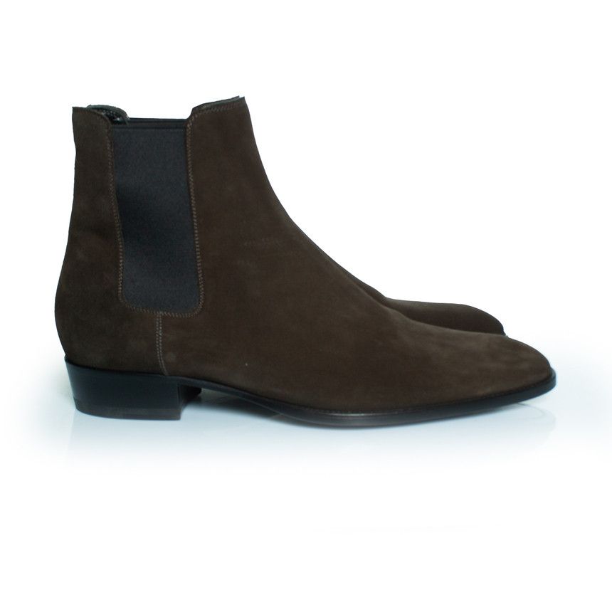 Saint Laurent Paris Saint Laurent, Kaki suede Chelsea ankle boots Size US 11.5 / EU 44-45 - 4 Thumbnail