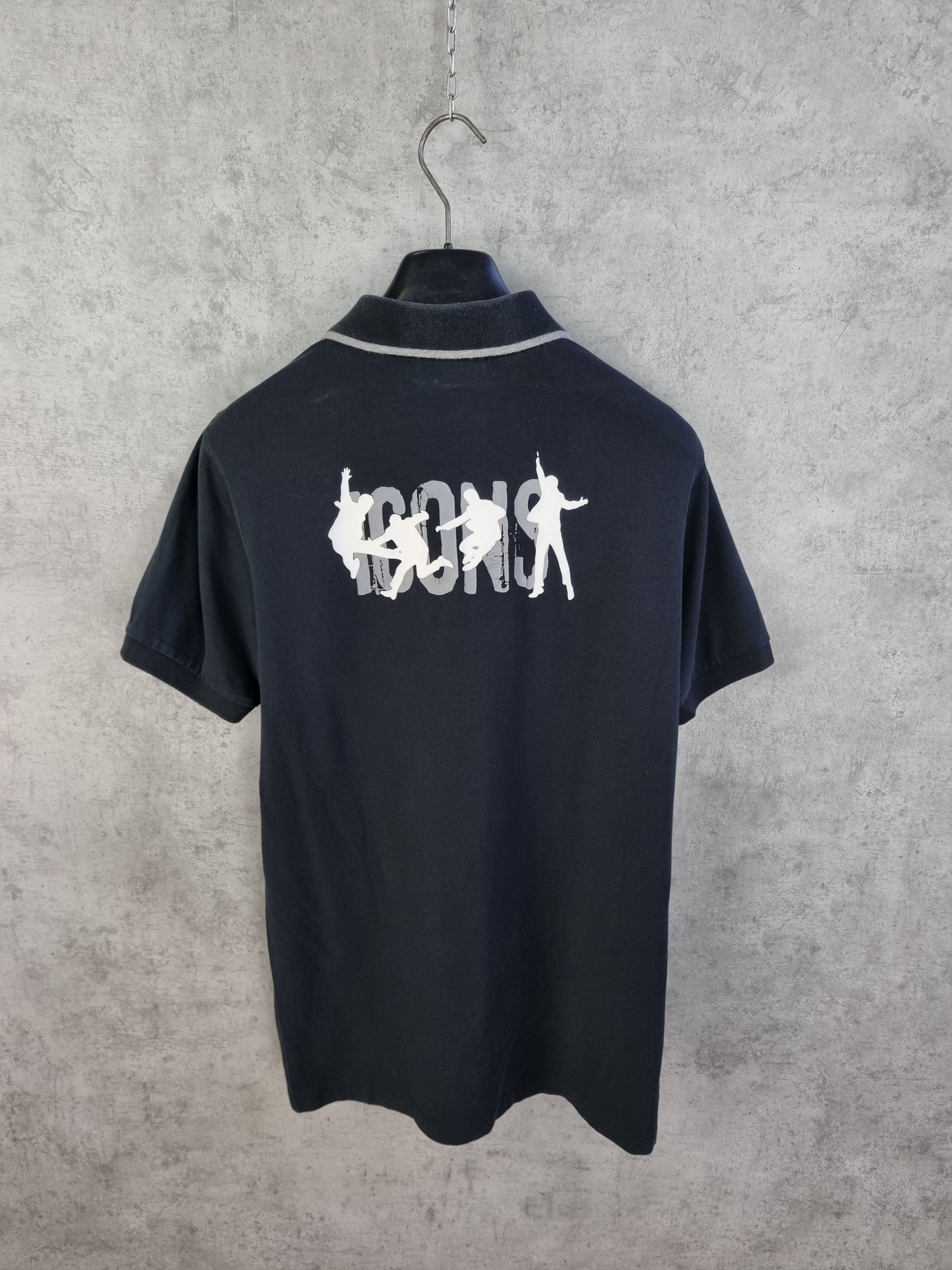 image of Vintage Archival Line Icons Lagerfeld Mens Polo Big Logo in Black (Size Medium)