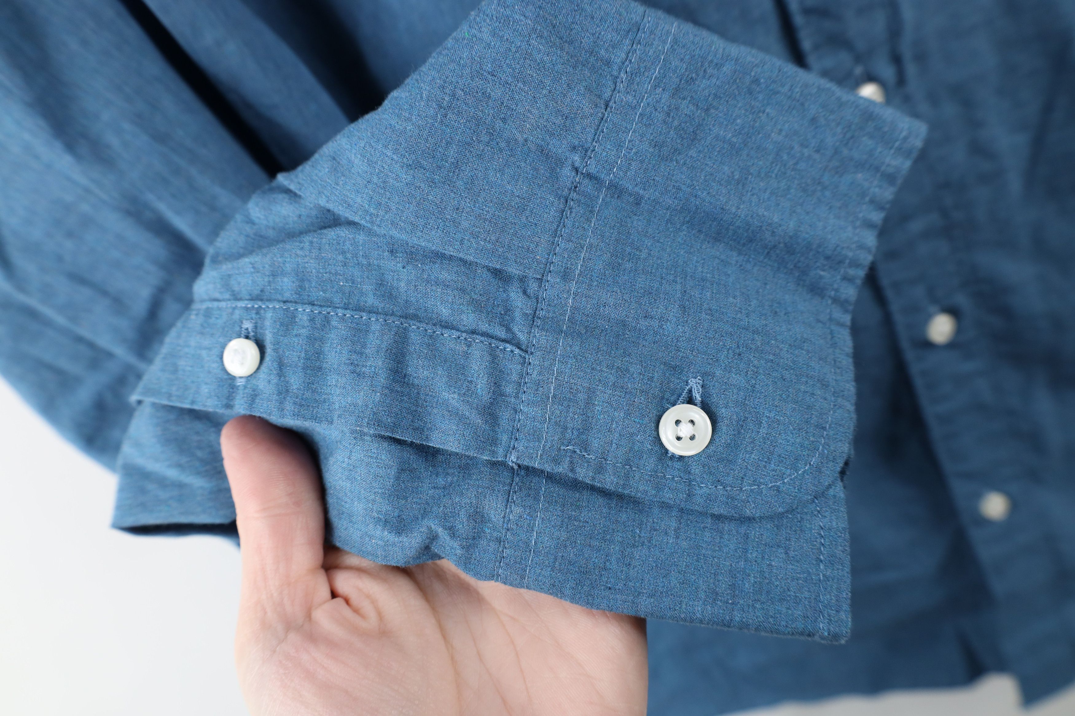 J.Crew × Vintage New J Crew Cotton Heathered Chambray Button Down Shirt Blue Size US XL / EU 56 / 4 - 4 Thumbnail