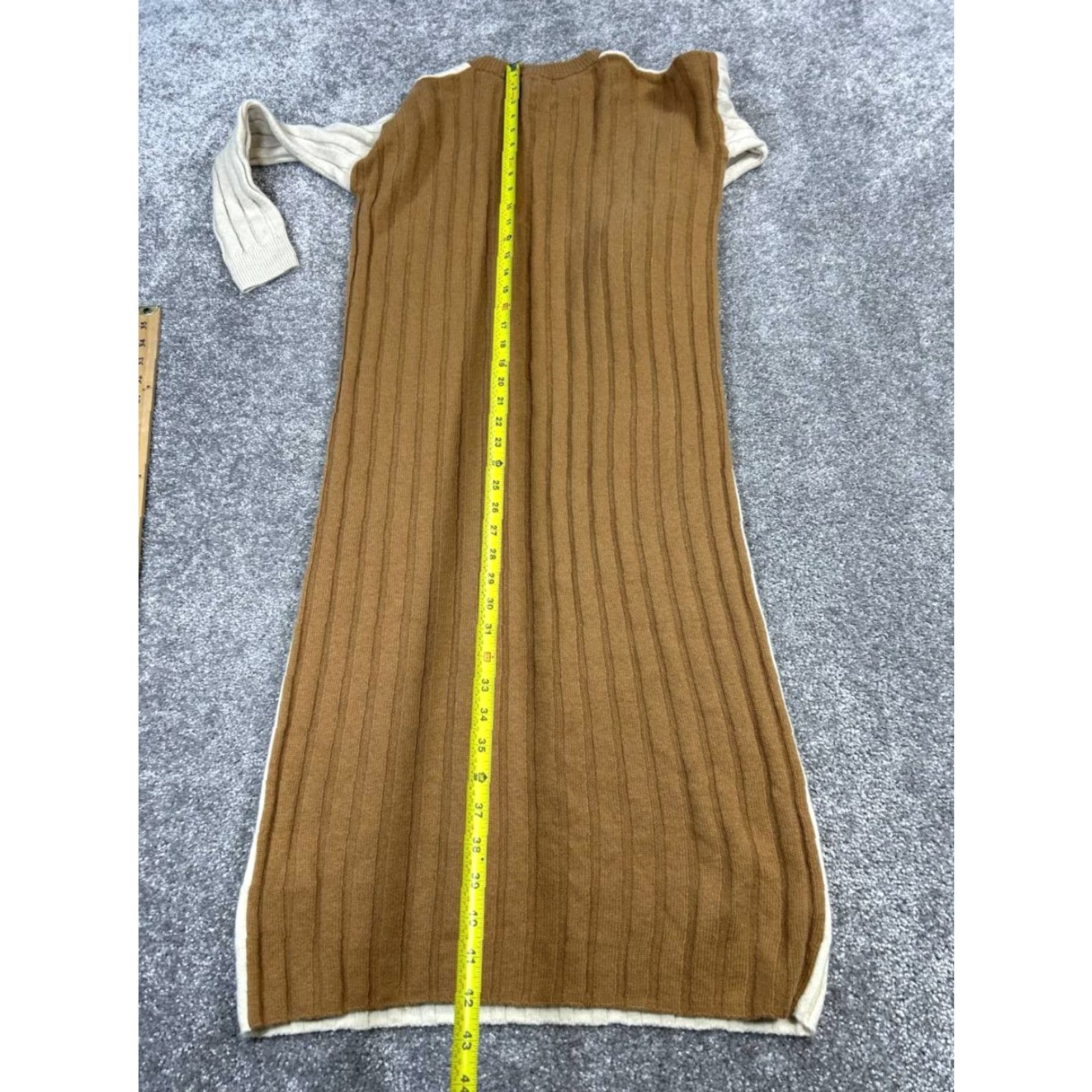 Madewell Madewell Sweater Dress Womens XS Beige Brown Knit Bodycon Crew Neck Long Sleeve Pullover Wool Solid Casual Knee Length Size XS / US 0-2 / IT 36-38 - 7 Thumbnail