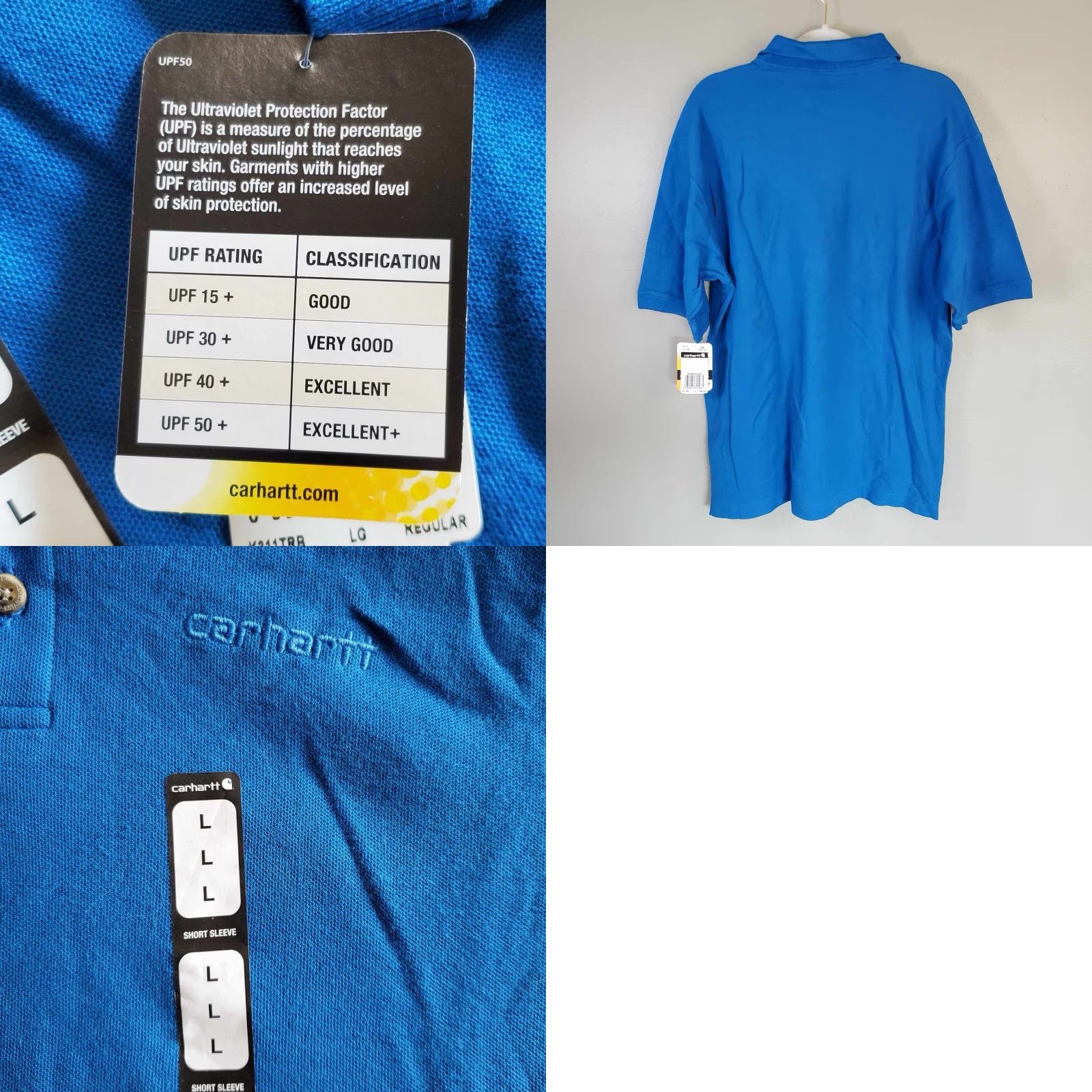 Carhartt VINTAGE Carhartt Polo Short Mens L Blue Embroidered Logo NWT Regular K311TRB Size US L / EU 52-54 / 3 - 8 Thumbnail