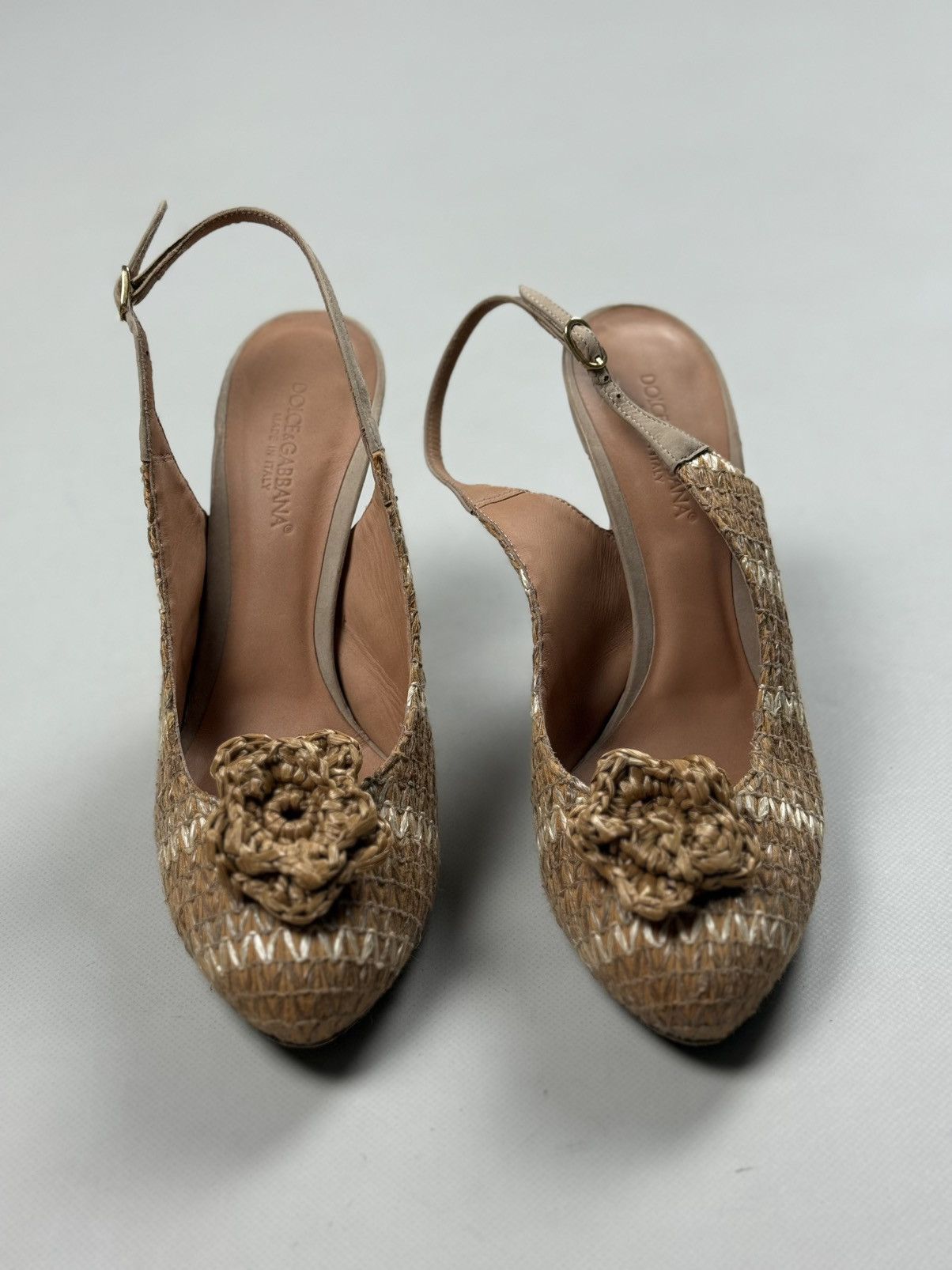 Dolce & Gabbana Dolce & Gabbana Raffia Sling Back Heels Pumps Size 37.5 Size US 7.5 / IT 37.5 - 8 Thumbnail
