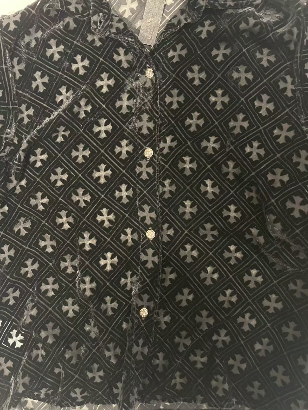 Chrome Hearts Chrome Hearts Velvet Burnout Cross Long Sleeve Shirt Size S / US 4 / IT 40 - 7 Thumbnail