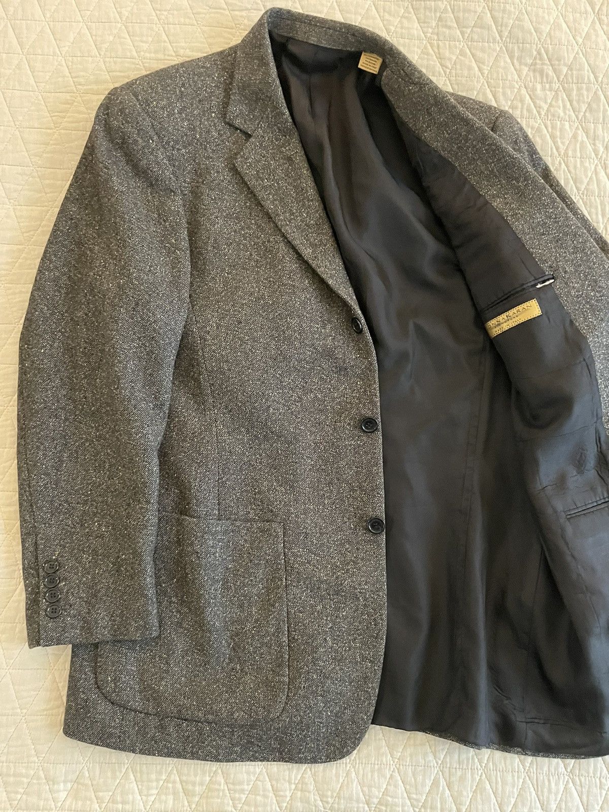 Donna Karan × Vintage Wool & Cashmere Speckled Tweed Jacket Size 40R - 2 Thumbnail