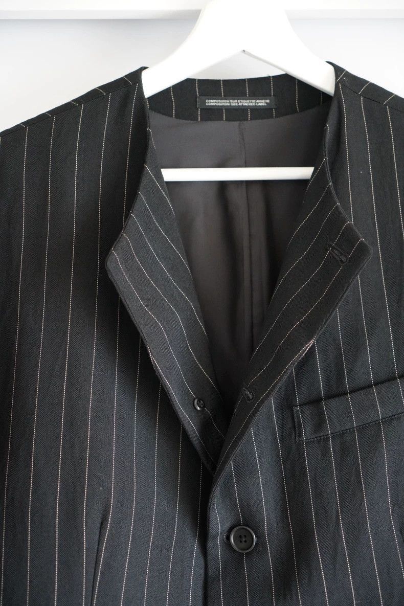 Yohji Yamamoto Yohji Yamamoto Yohji Yamamoto Striped Suit with White Patc Size US S / EU 44-46 / 1 - 3 Thumbnail