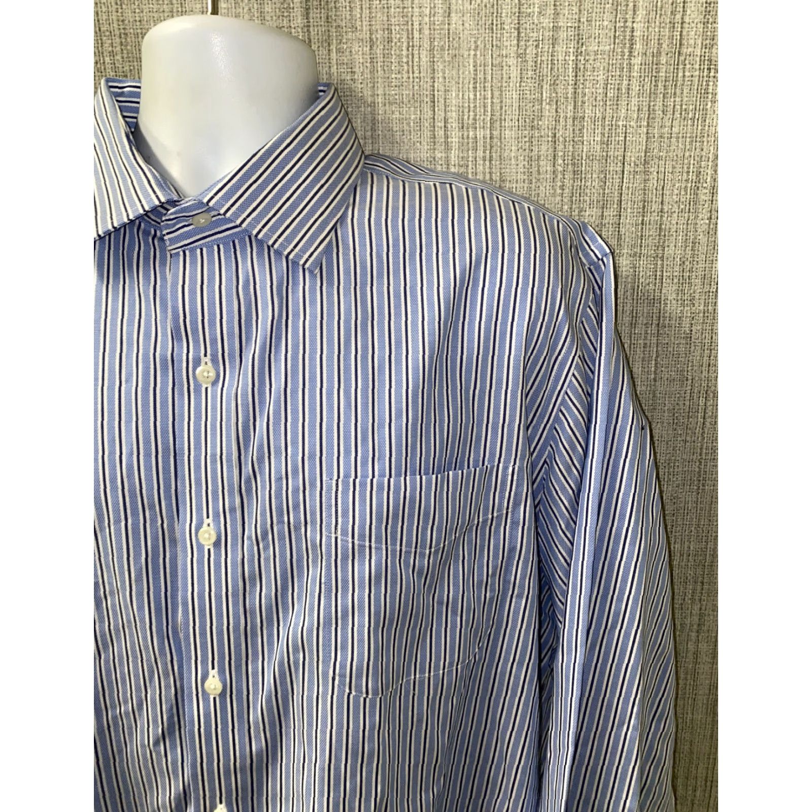 Ralph Lauren Lauren Ralph Lauren Mens Blue Striped Long Sleeve Dress Shirt Size 18 Size 48R - 2 Thumbnail