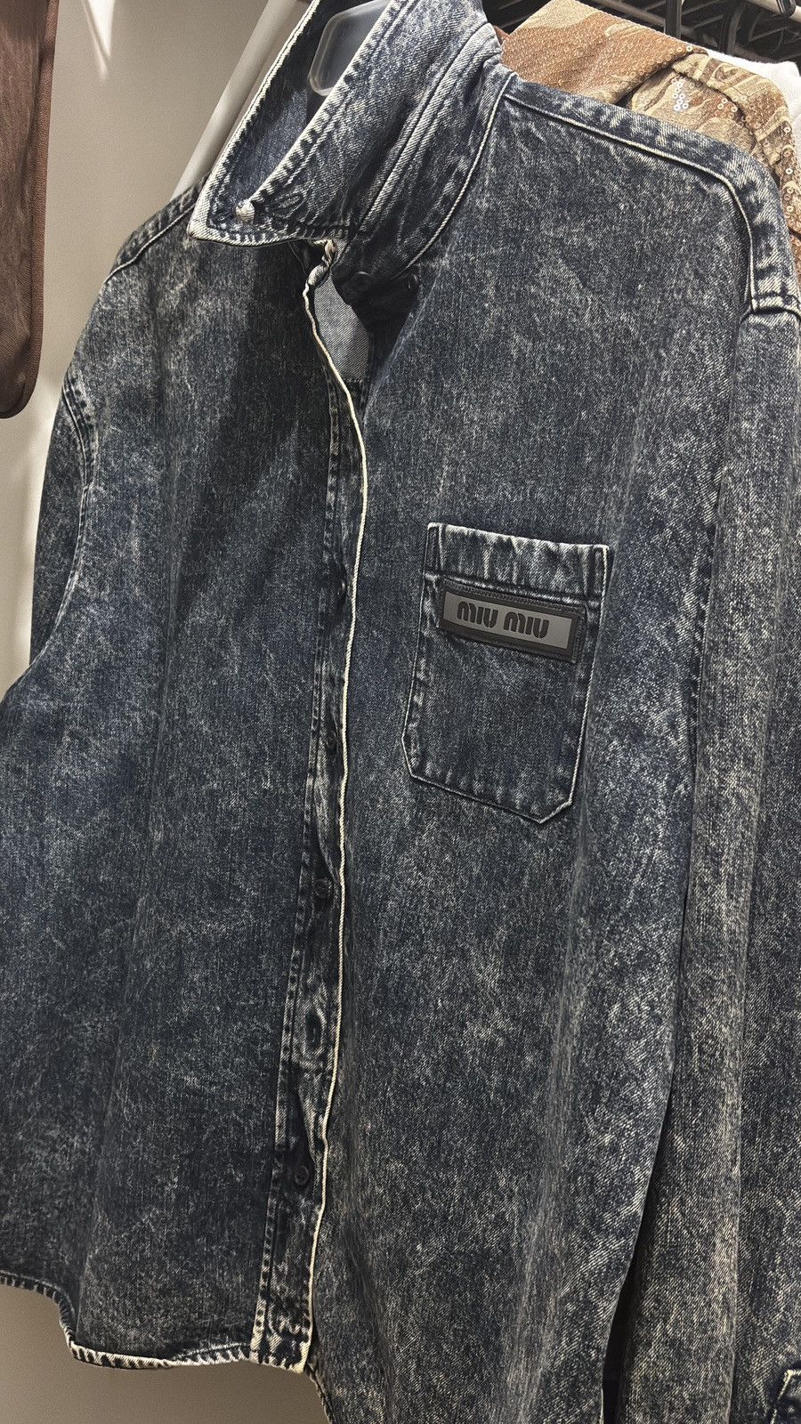 Miu Miu Miu Miu Blue Stonewashed Denim Jean Button Up Shirt Size US L / EU 52-54 / 3 - 2 Thumbnail