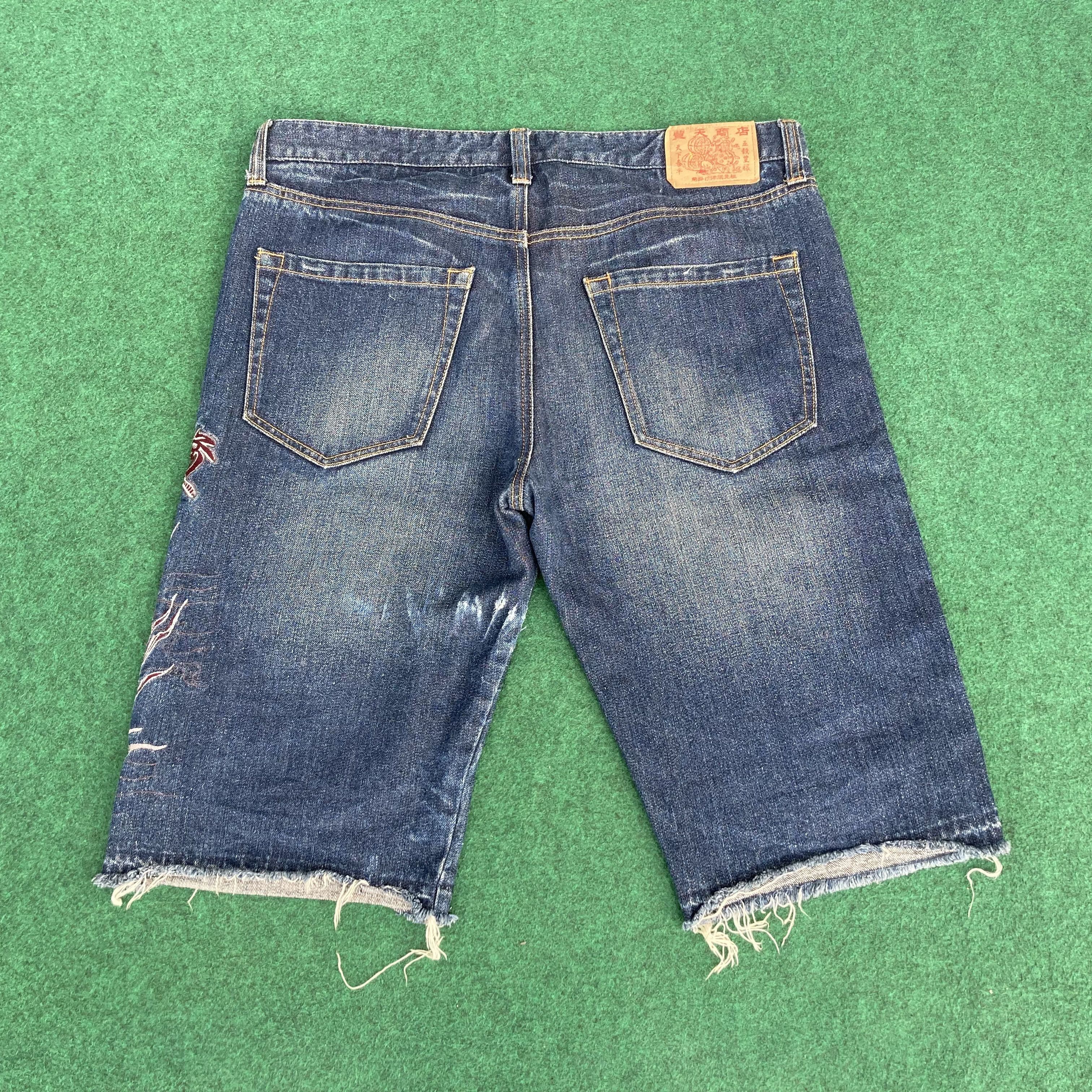 Japanese Brand × Vintage Vtg Sukajan Denim Short Jorts Baggy Pants Sz 37 Jeans Size US 37 - 11 Thumbnail