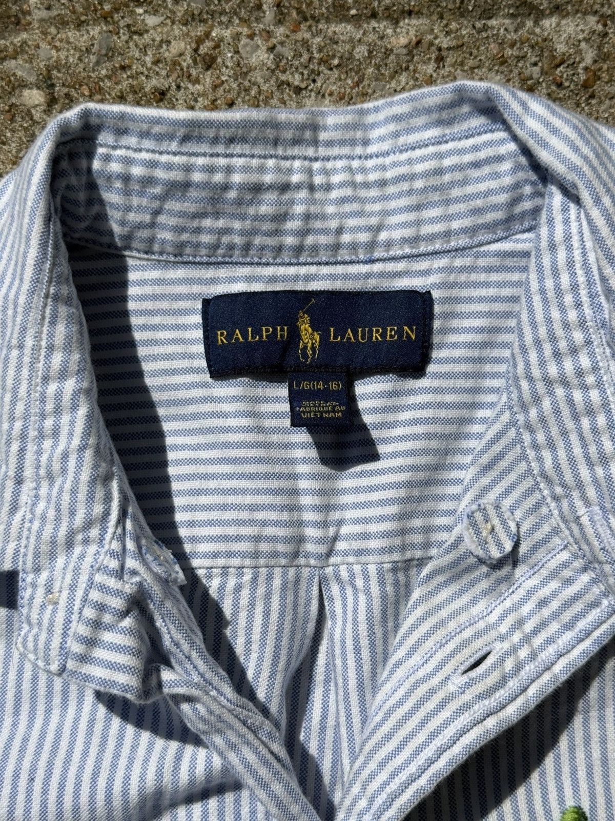Polo Ralph Lauren White Striped Oxford Shirt w/ Custom Western Embroidery Size S / US 4 / IT 40 - 2 Thumbnail