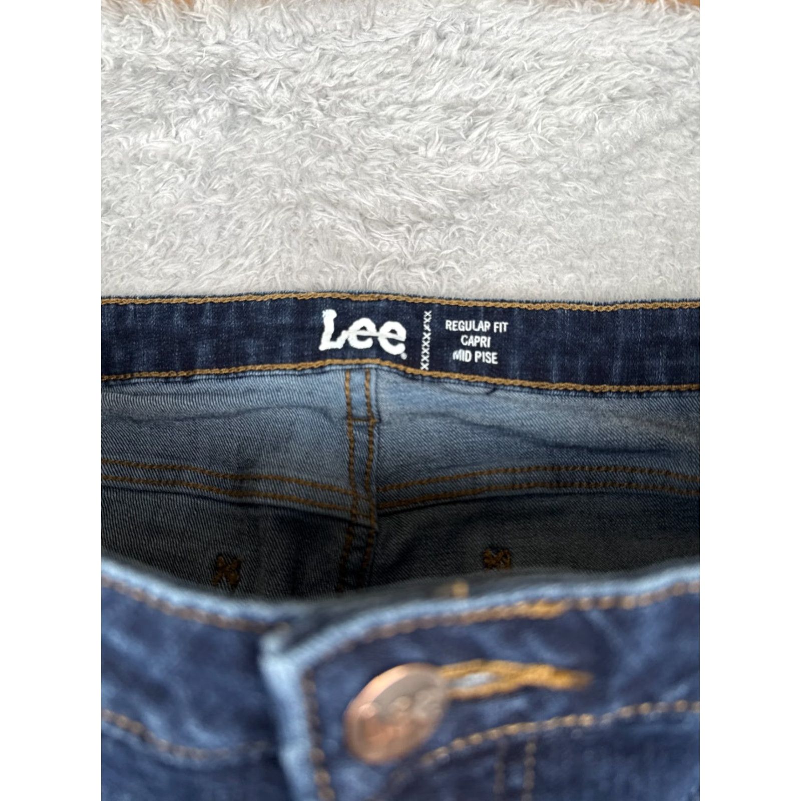 Lee Lee Women's Jeans Capri Medium Wash Blue Cotton Blend 16 Regular Fit Retro 2010s Size 38" / US 16 / IT 52 - 6 Thumbnail