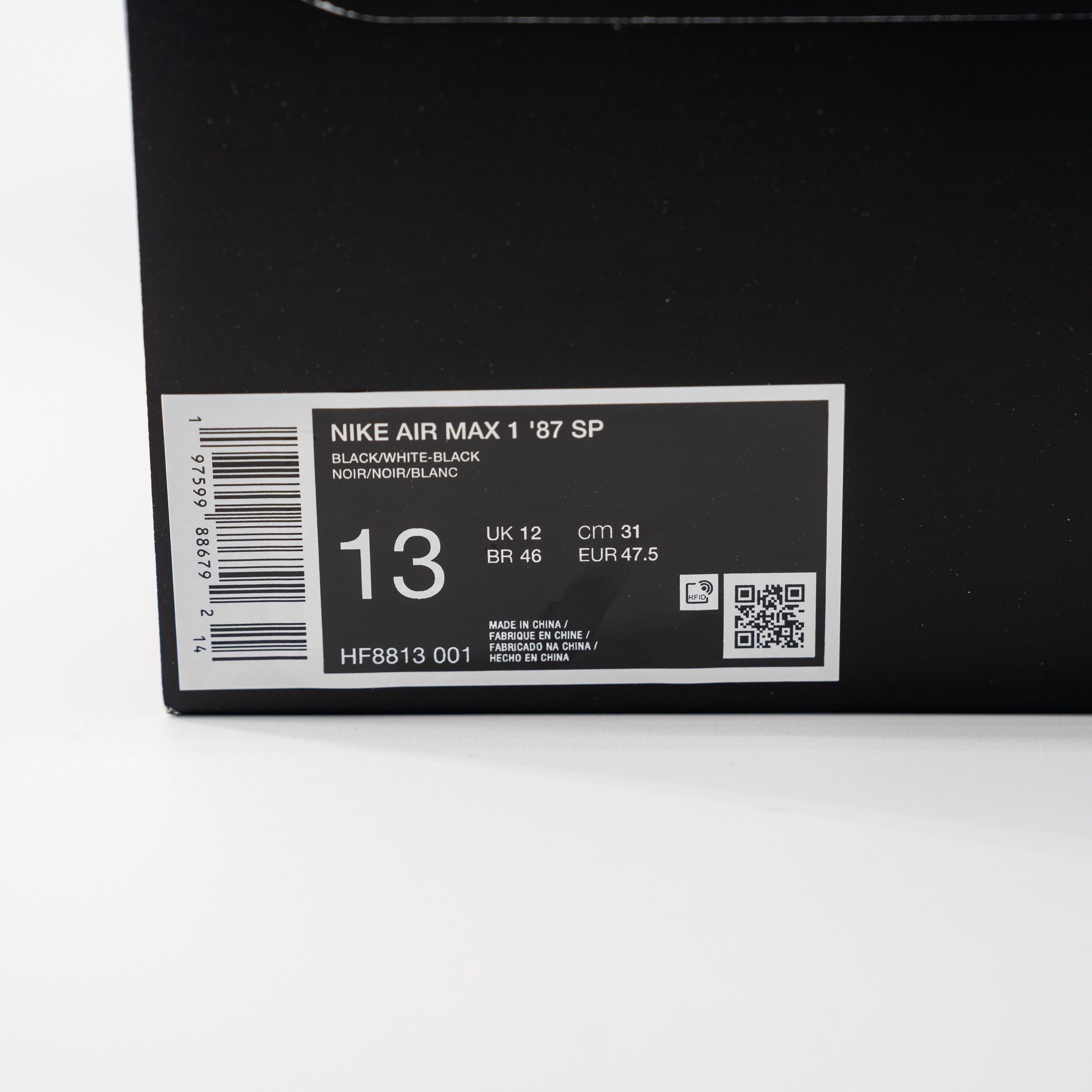 Nike 13 - Nike Supreme x Air Max 1 '87 SP Black White HF8813 001 Size US 13 / EU 46 - 15 Thumbnail