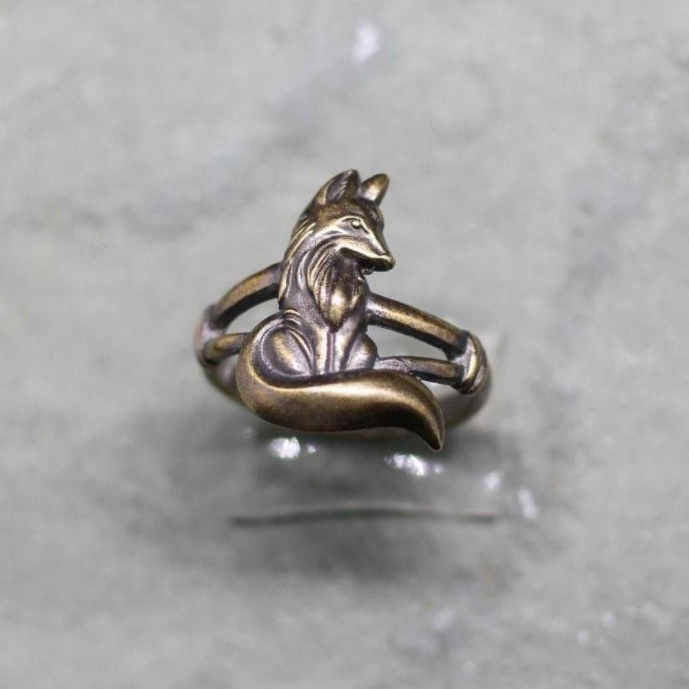 Designer 925 Silver Filled Old Fox Antique Gold Tone Ring - Size 6 Size ONE SIZE - 3 Thumbnail