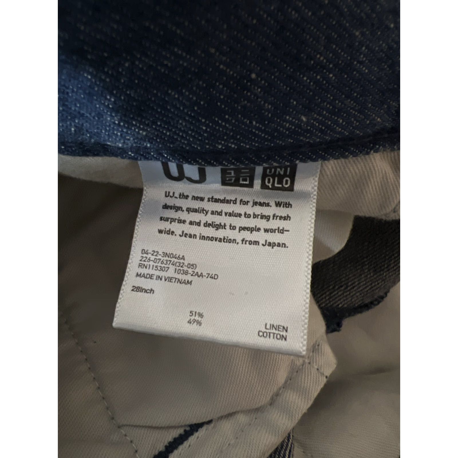 Uniqlo Uniqlo Jeans Women Blue Linen Denim Size 28 Straight Inseam 23 in, Regular, Medium Wash, Denim Type, Solid Pattern Size 28" / US 6 / IT 42 - 3 Thumbnail
