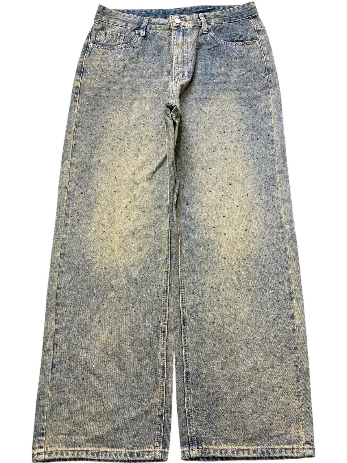 Junya Watanabe Vintage Japanese Brand Mud Wash Beaded Baggy Jeans Size 33" - 1 Thumbnail