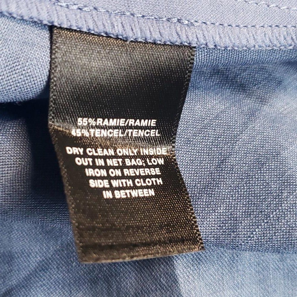 Designer CT731a Lafayette 148 Blue Short Sleeve Ladies Shirt XL Size XL / US 12-14 / IT 48-50 - 6 Thumbnail