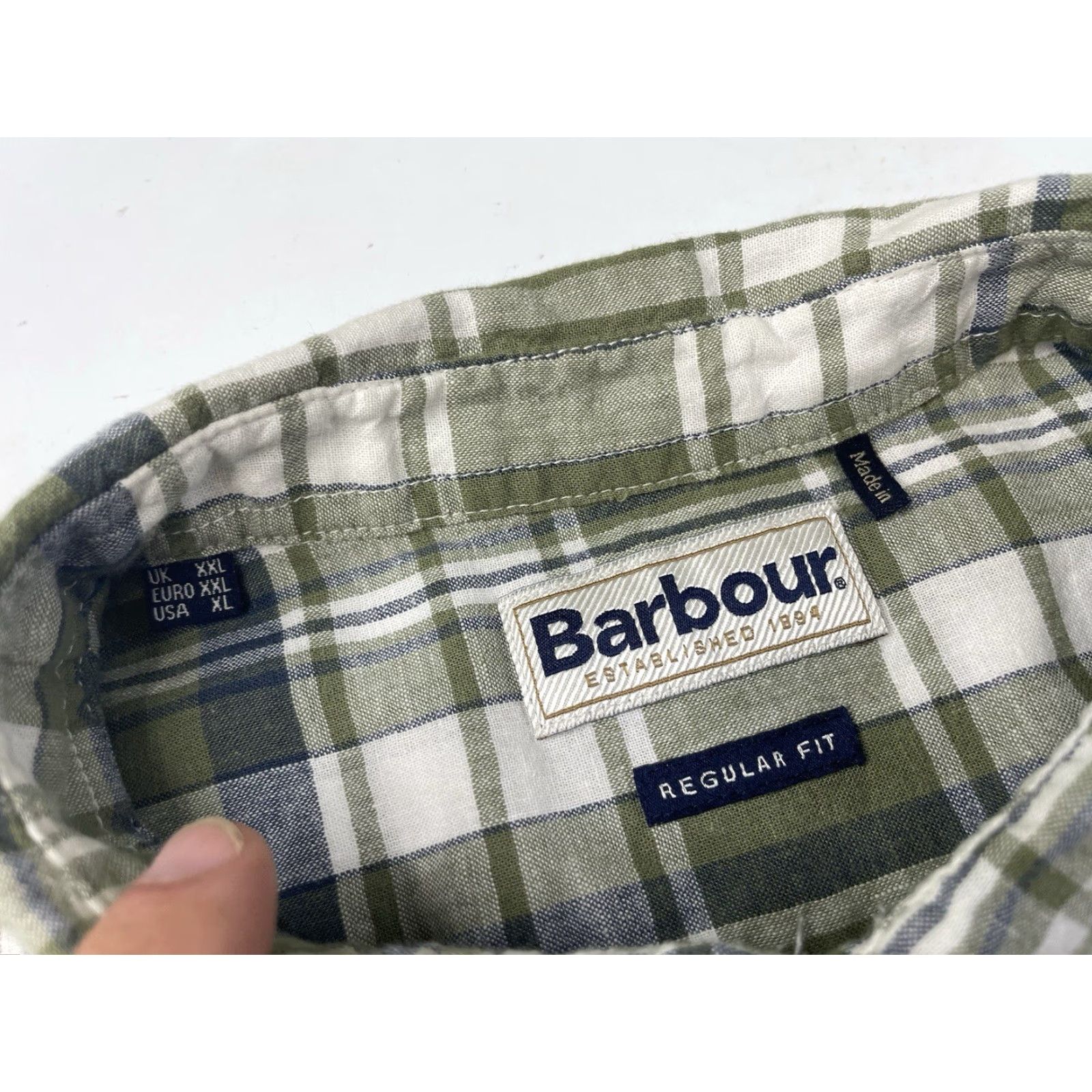 Barbour Barbour Shirt Plaid Short Sleeve Linen Blend Regular Fit Mens XL Green Barbour Button-Up Casual Shirt Size US XL / EU 56 / 4 - 3 Thumbnail