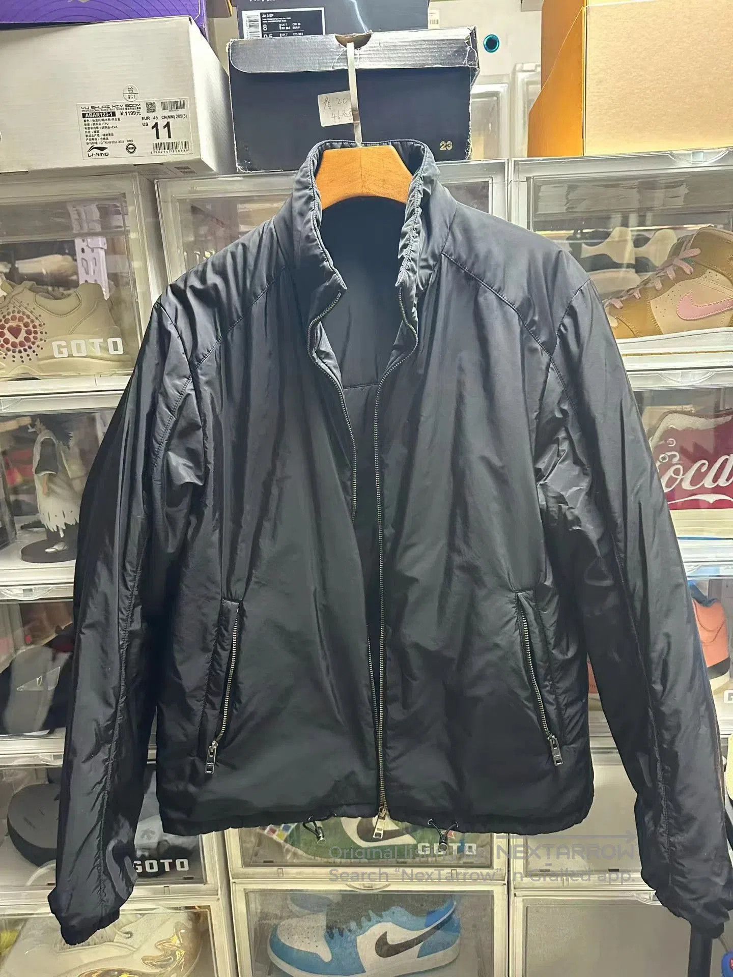 Prada Black High Collar Zip Front Light Jacket L. Size US L / EU 52-54 / 3 - 3 Thumbnail