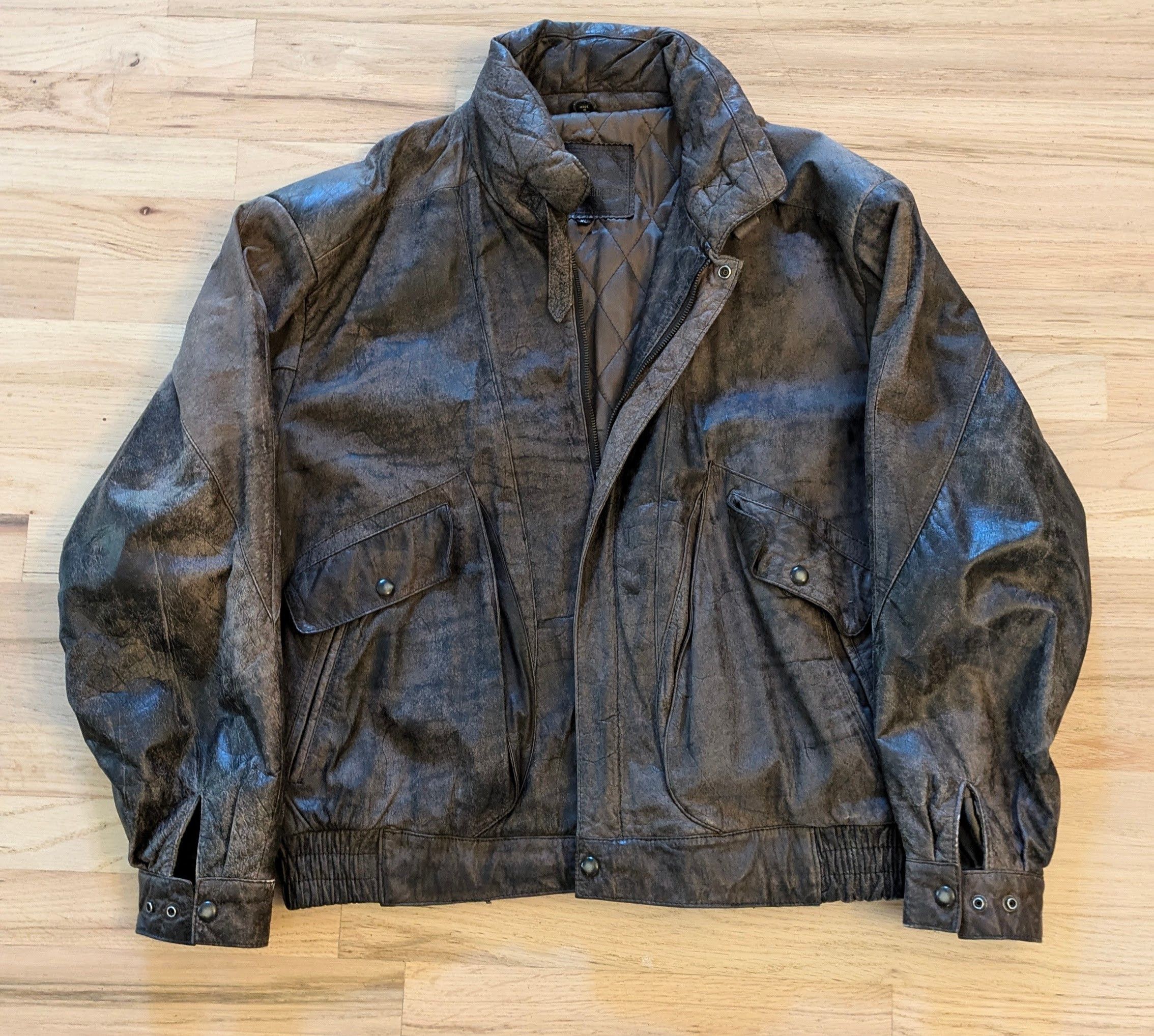 Genuine Leather Faded Brown Bomber Jacket