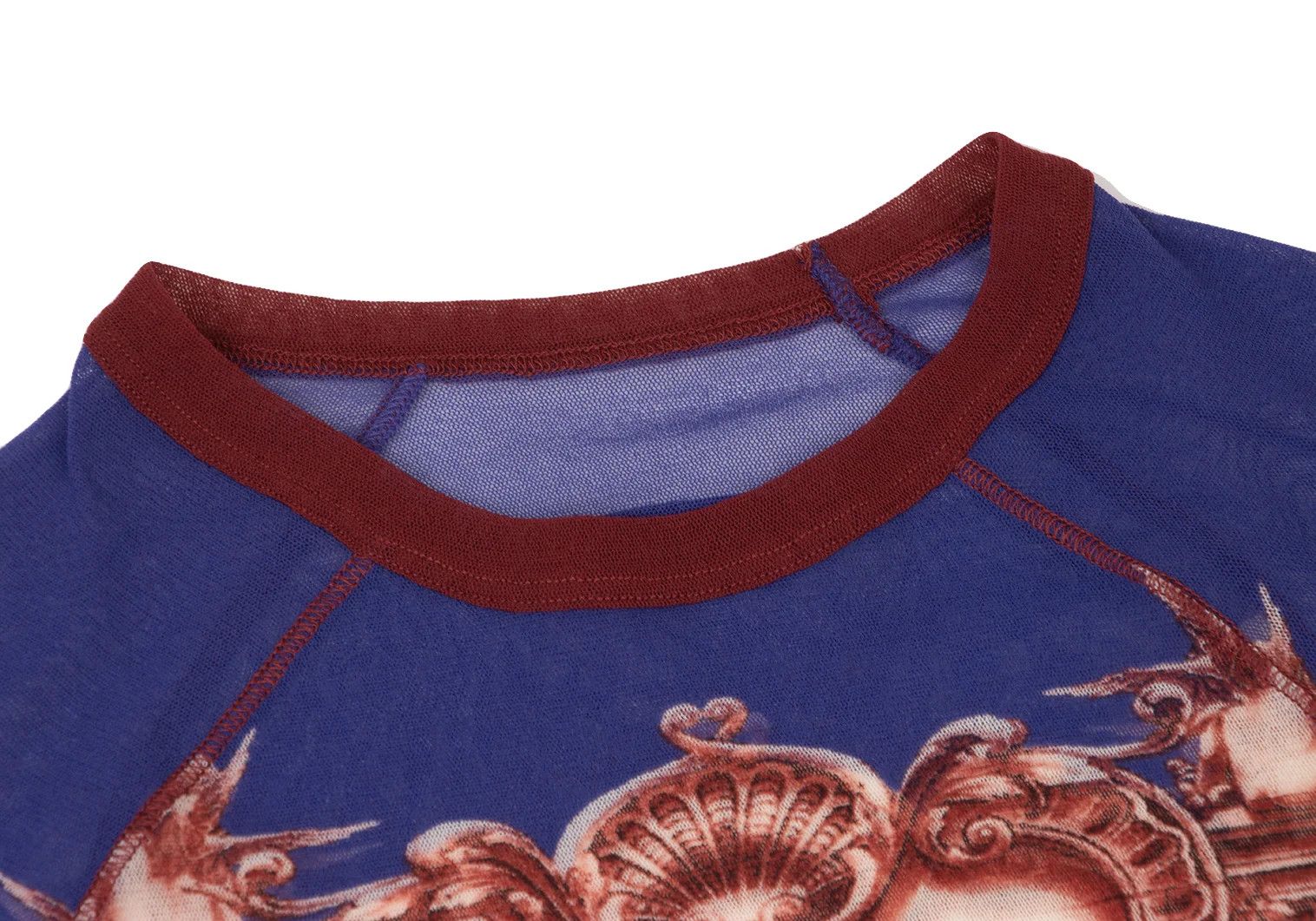 Jean Paul Gaultier Gothic Print Power Net Cut Sew Top in Blue Red Mint Size US M / EU 48-50 / 2 - 3 Thumbnail