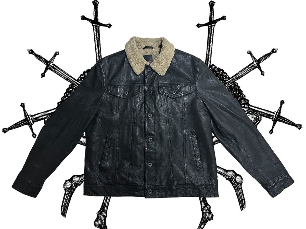 Levi's × Stussy Levi's x Stussy Leather Trucker Jacket | Grailed