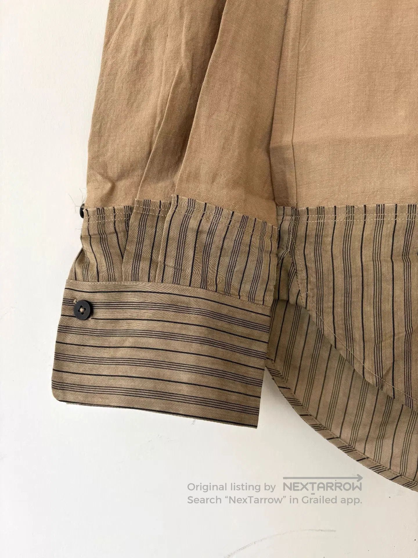 Ziggy Chen Beige Long Sleeve Button-Up with Contrast Collar. Size US M / EU 48-50 / 2 - 4 Thumbnail