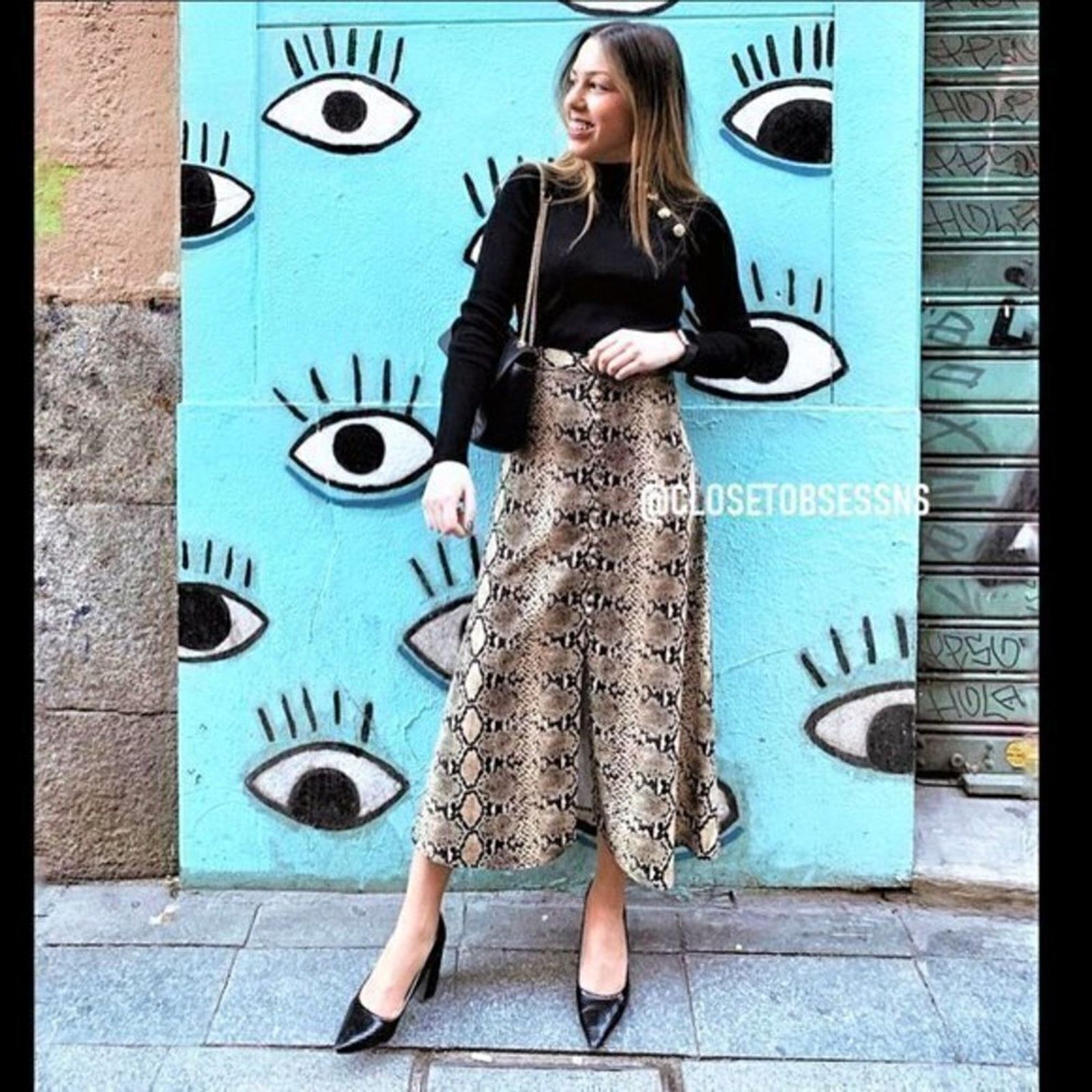 Zara ZARA Snakeskin Print Midi Skirt NWT Size 30" / US 8 / IT 44 - 14 Thumbnail