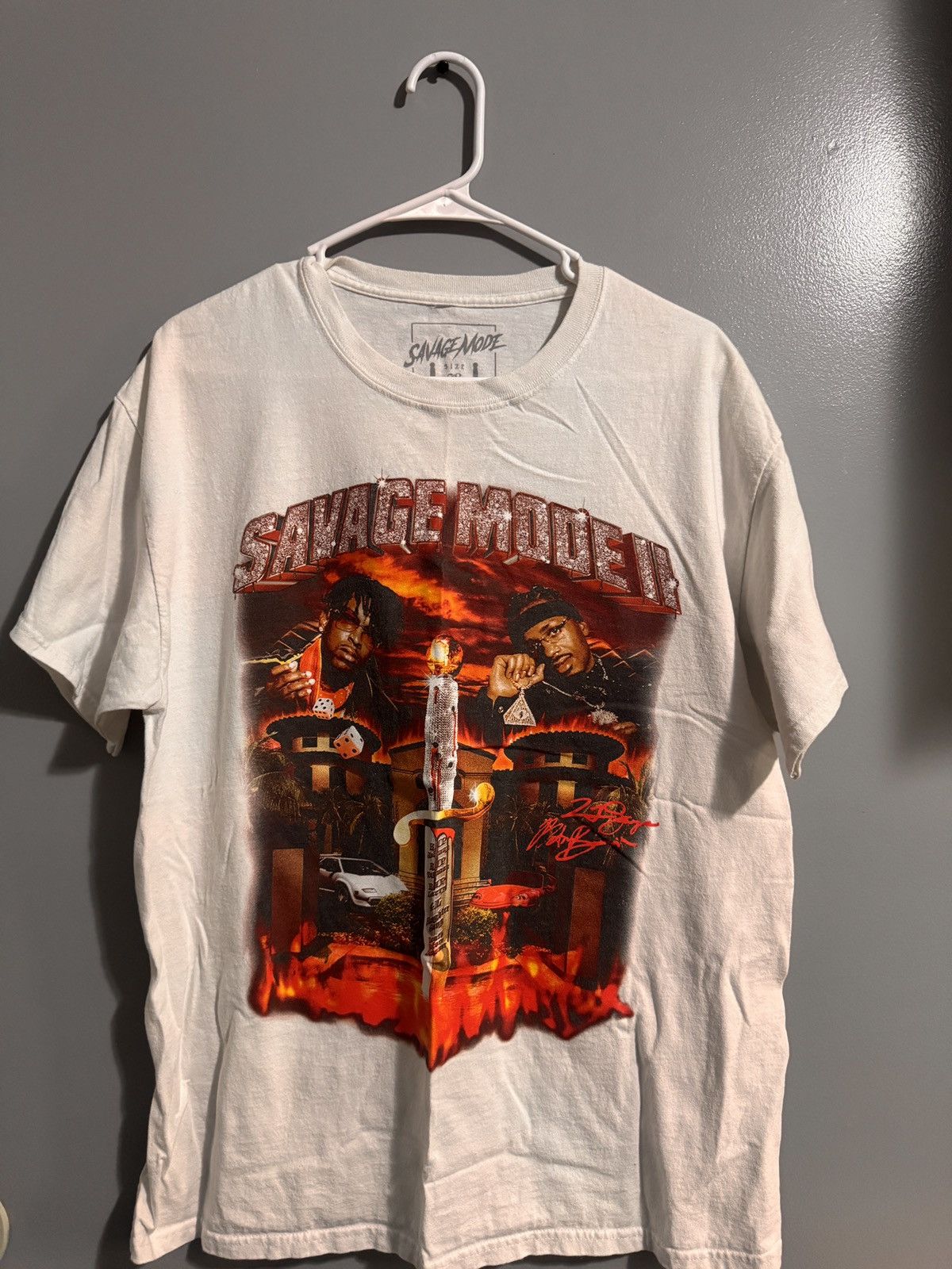 21 Savage 21 Savage - SAVAGE MODE 2 White Tee Size US L / EU 52-54 / 3 - 1 Thumbnail