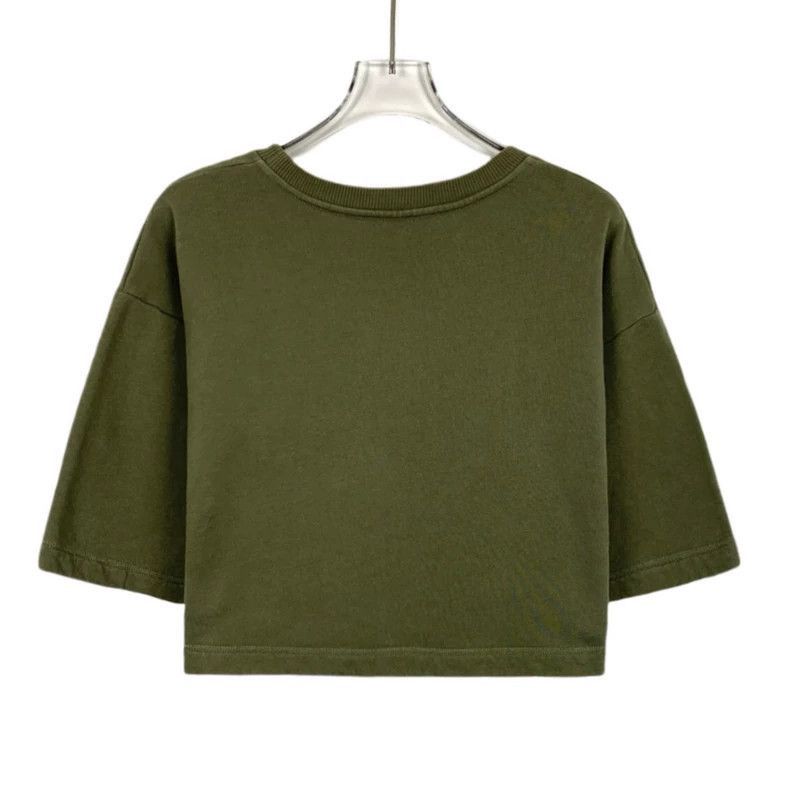 Celine Celine Army Green Logo Printed Cotton TShirt Size US XS / EU 42 / 0 - 2 Thumbnail