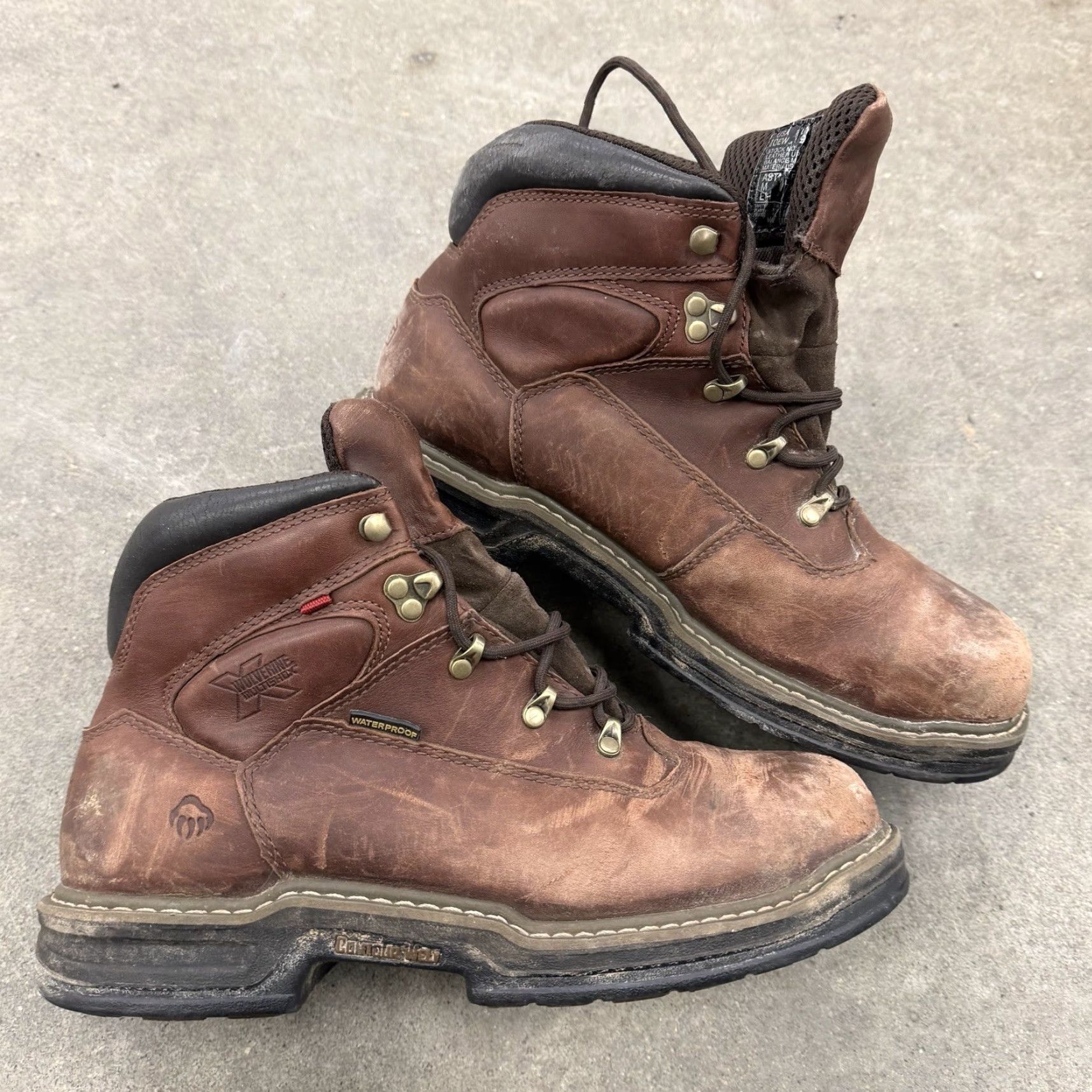 Vintage Wolverine Durashock Waterproof Leather Work Boot 10 EW WIDE W04820 Mens Leather Boot Brown Steel Toe Waterproof Durashock M Wide Size US 9 / EU 42 - 2 Thumbnail