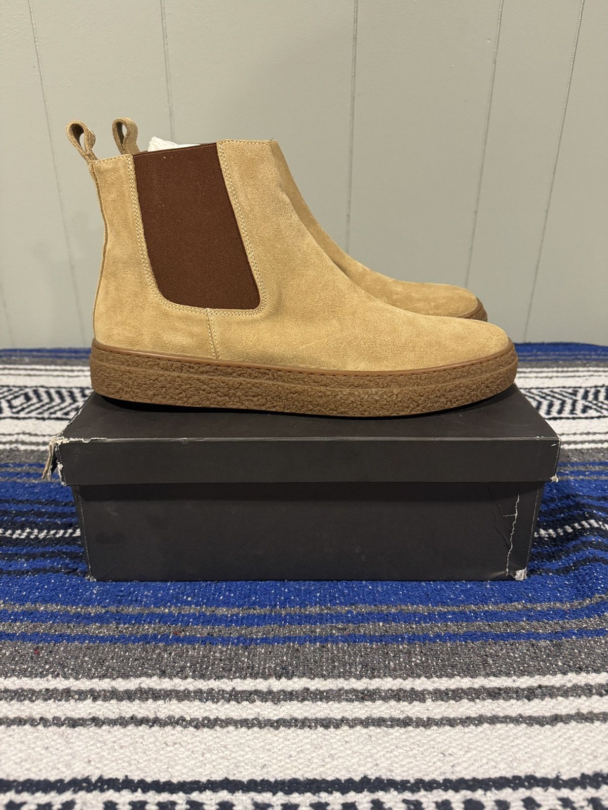 Barneys New York Tan Suede Chelsea Boots Size US 12 / EU 45 - 2 Thumbnail