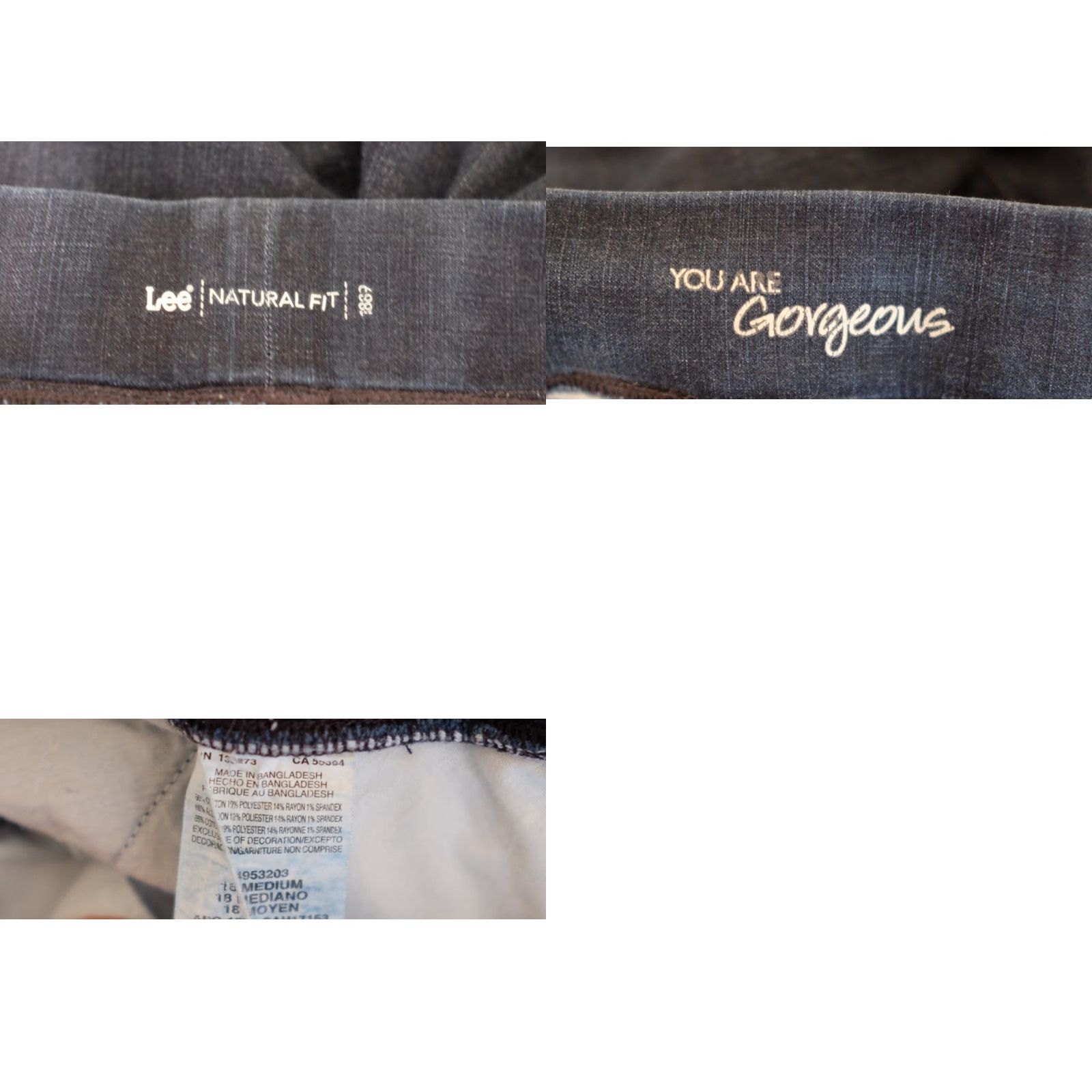 Lee Lee Natural Fit Jeans Dark Blue Straight Lag Pull On Womens 18M #A3-24 Size 40" / US 18 - 8 Thumbnail
