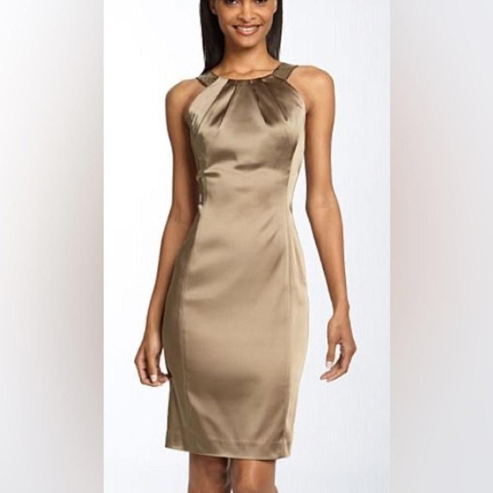 Calvin Klein Calvin Klein l Gold Satin Sequin Sheath Dress 12 Size XL / US 12-14 / IT 48-50 - 12 Thumbnail