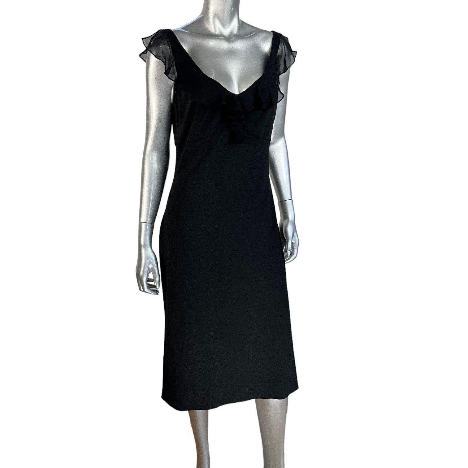 Elie Tahari Elie Tahari Maggie Silk Blend Black Midi Dress Size XL / US 12-14 / IT 48-50 - 1 Thumbnail