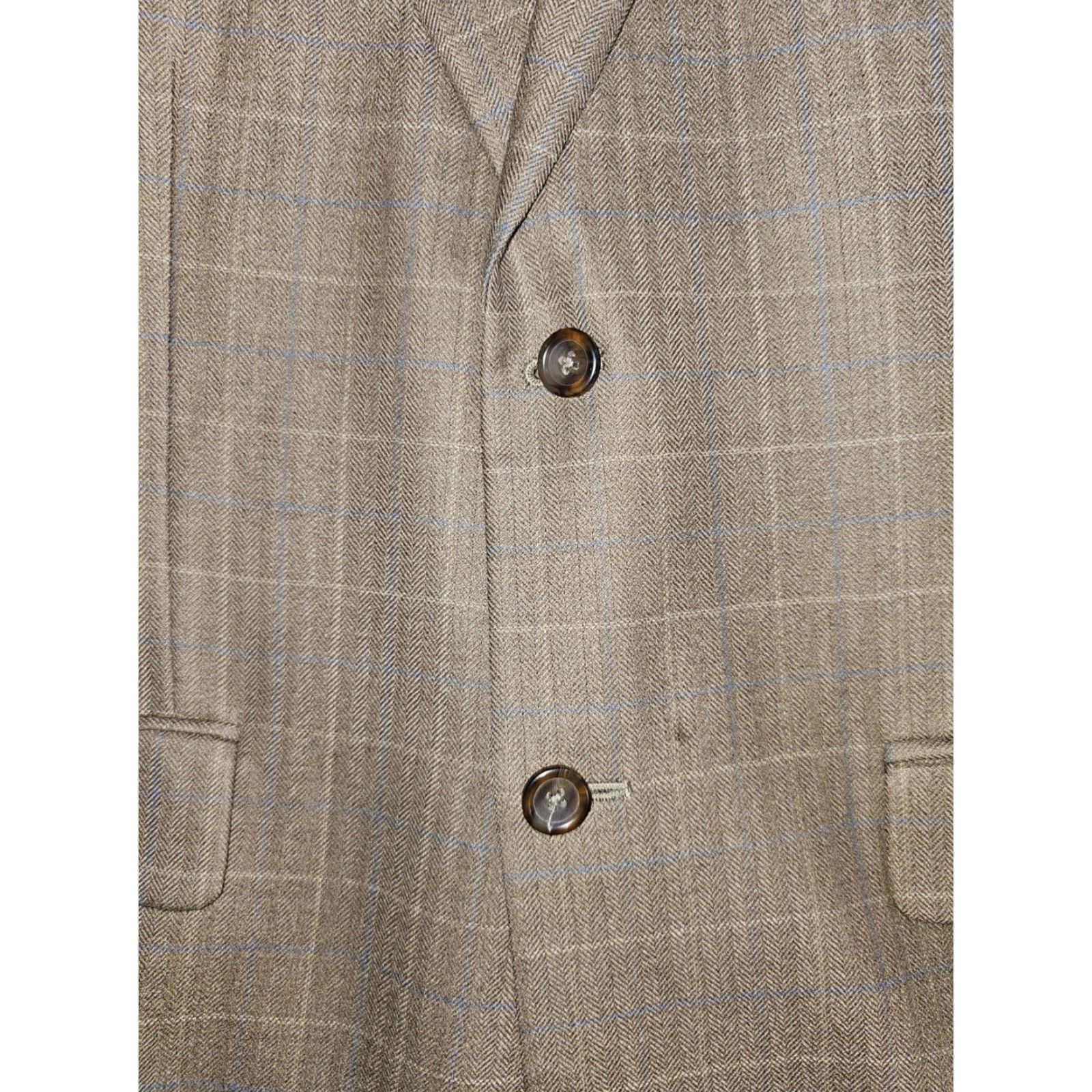 Joseph VINTAGE Joseph Feiss Gold 100% Wool Brown Plaid Blazer Sport Coat Jacket Mens Size 46 R Size 46R - 4 Thumbnail
