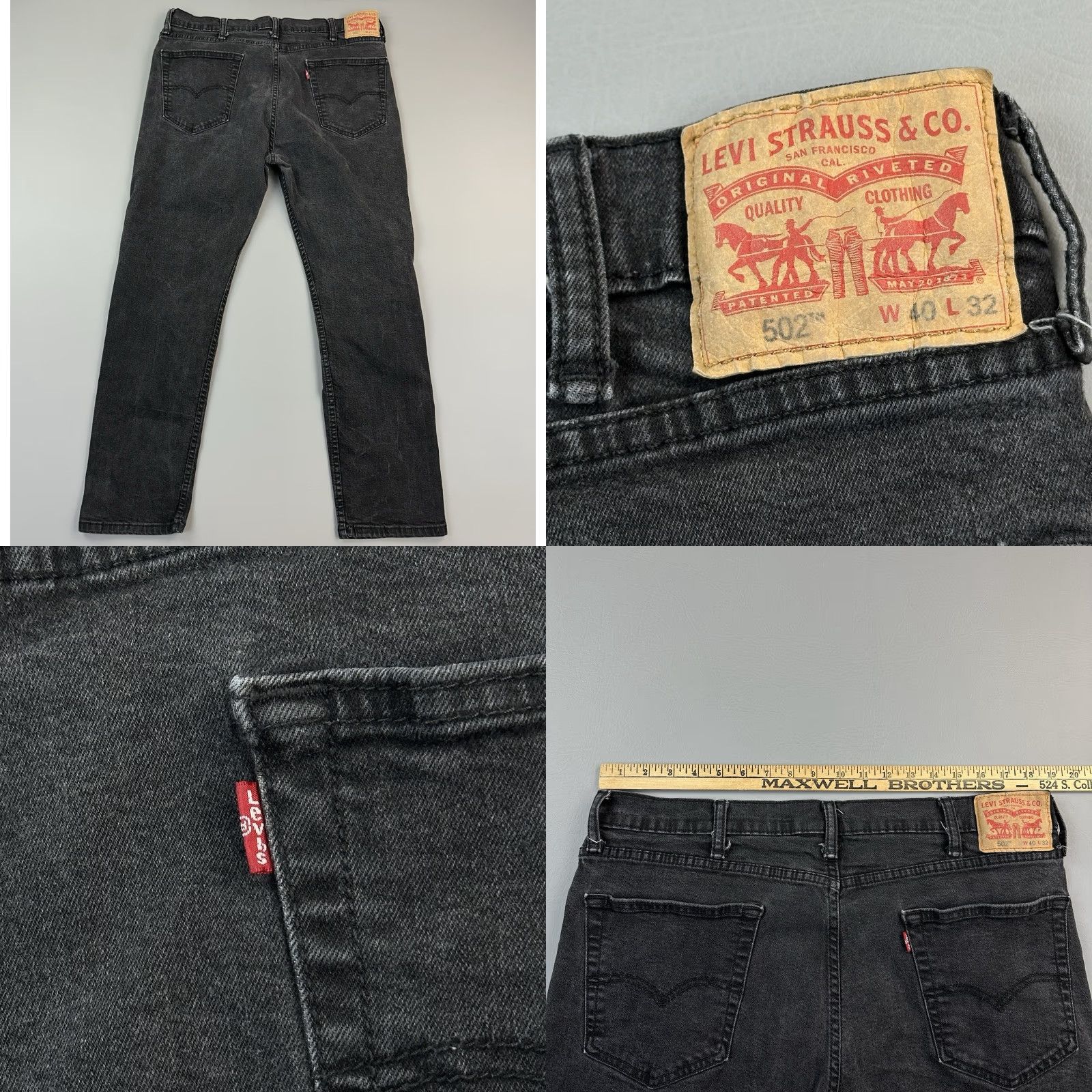 Levi's Levis 502 Jeans Mens 40x32 40x30 Black Denim Taper Fit Stretch 5 Pocket Shirt Mens Pants Denim Size US 40 / EU 56 - 8 Thumbnail