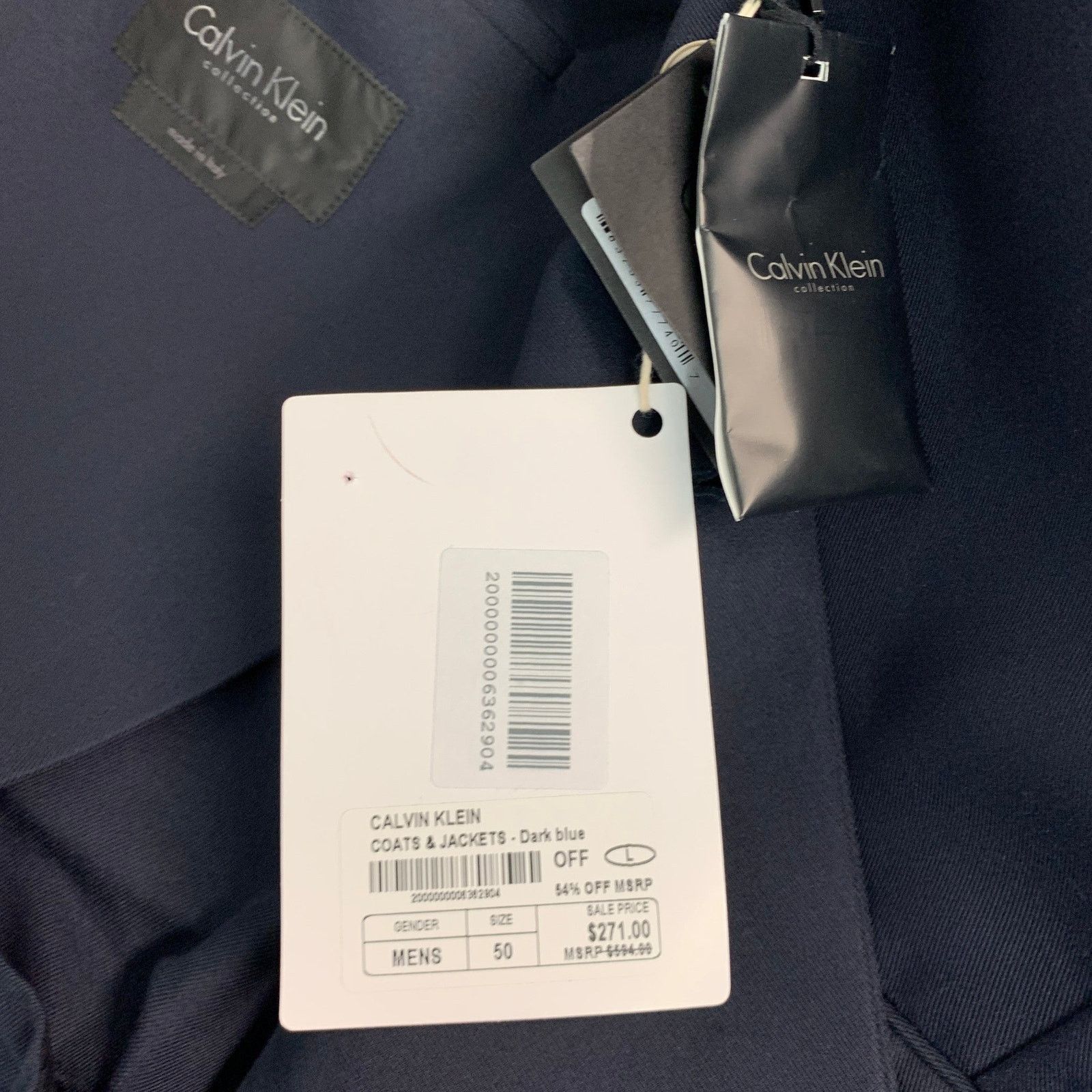 Calvin Klein CALVIN KLEIN COLLECTION Size 40 Navy Cotton Blend Coat Size US L / EU 52-54 / 3 - 9 Thumbnail